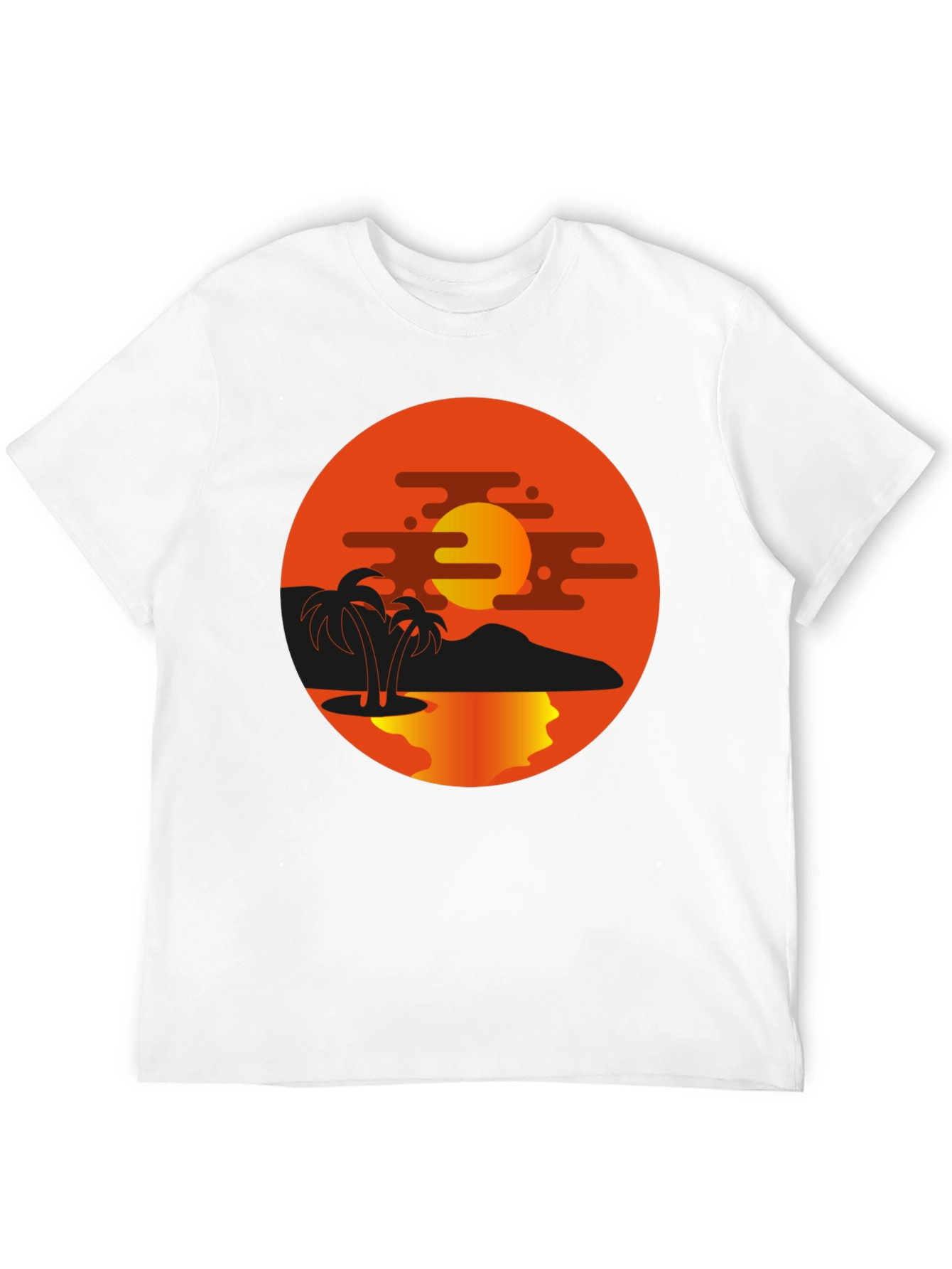 Sunset Palm Tree Graphic Black T-Shirt