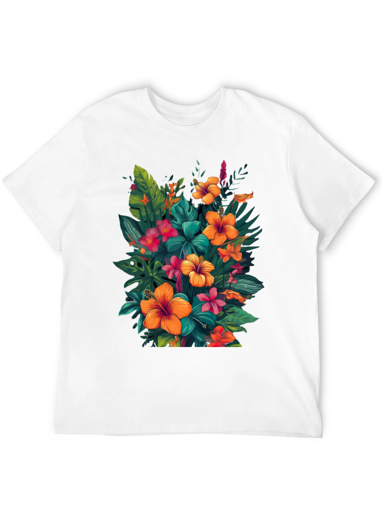 Floral Hawaiian Print Black T-Shirt