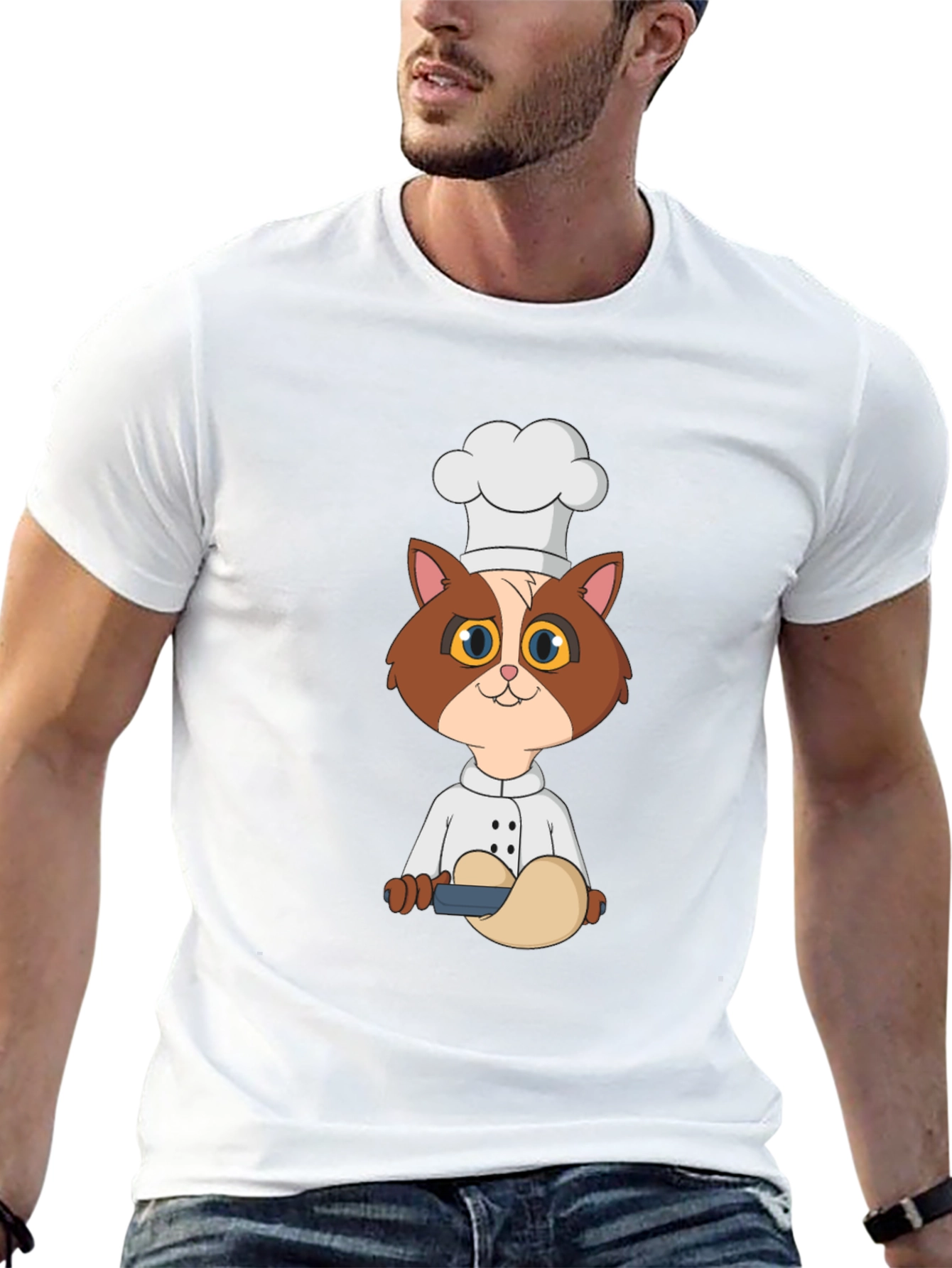 Chef Cat T-Shirt - Cute Cartoon Kitten Design