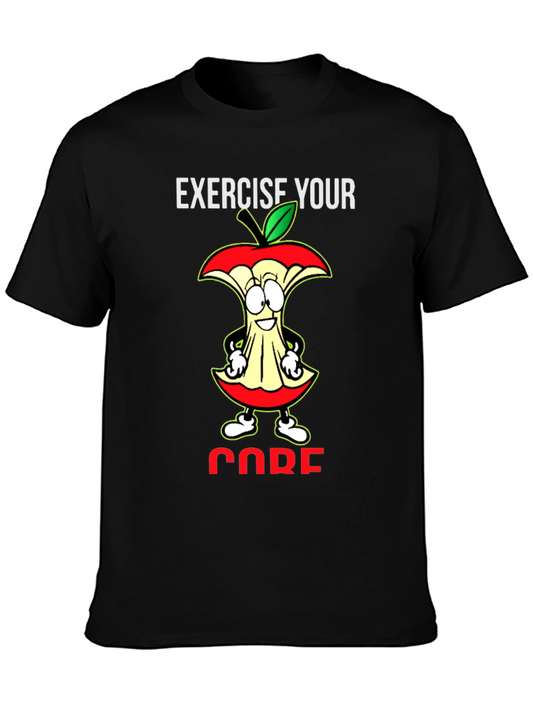 Exercise Your Core Funny Apple Cartoon T-Shirt