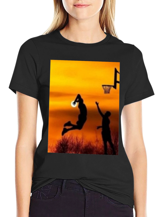 Sunset Basketball Silhouette Graphic Tee