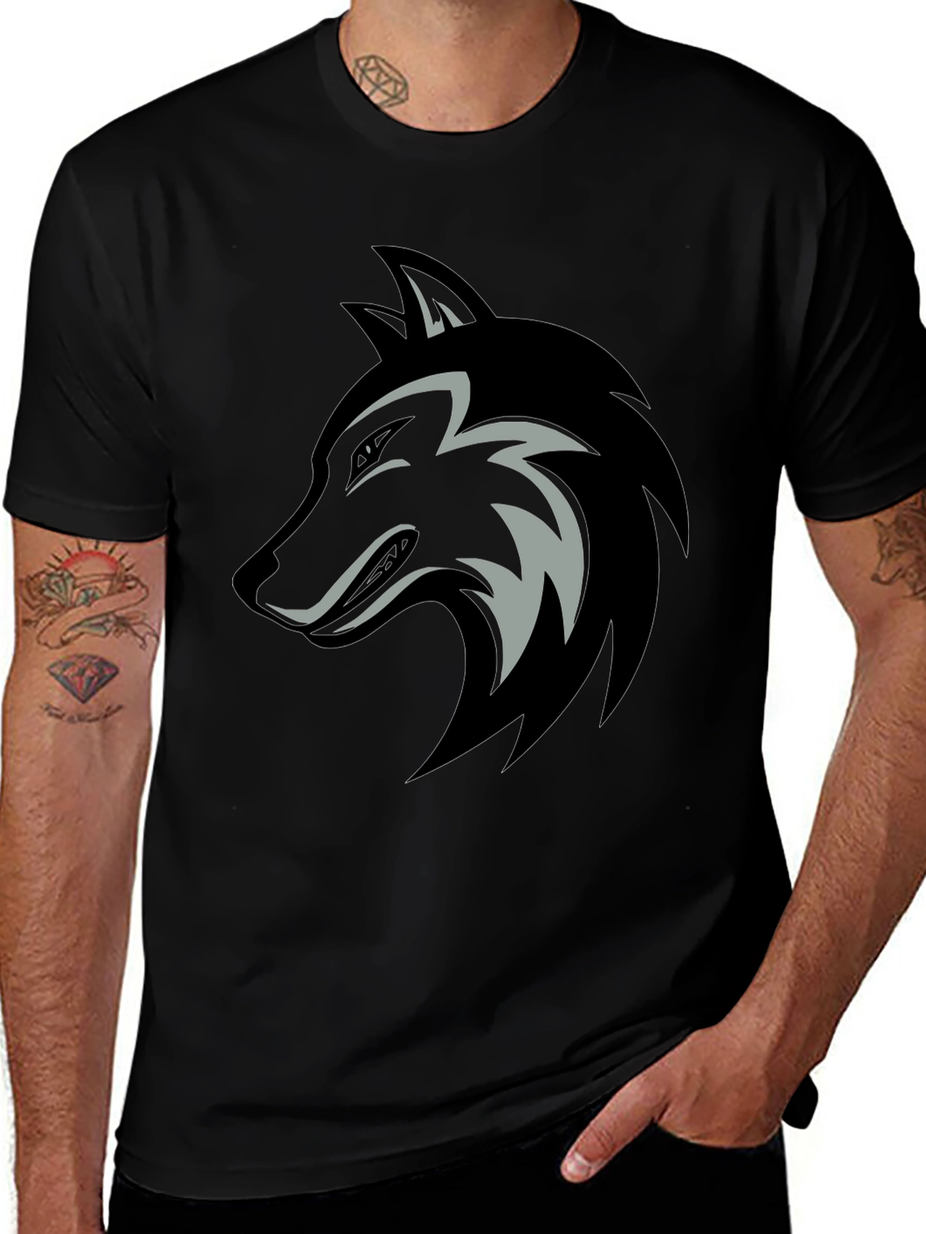 Wolf Graphic Black Tee - Fierce Style