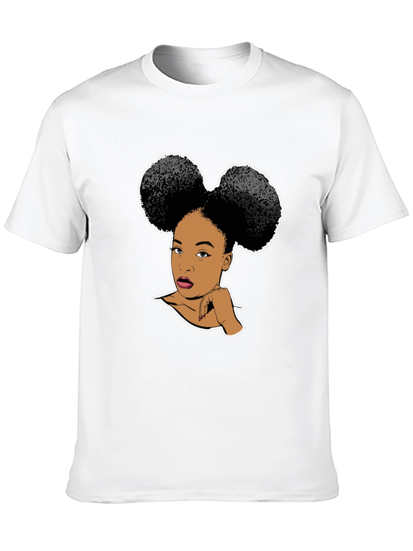 Graphic T-Shirt: Afro Puffs Woman Black Tee