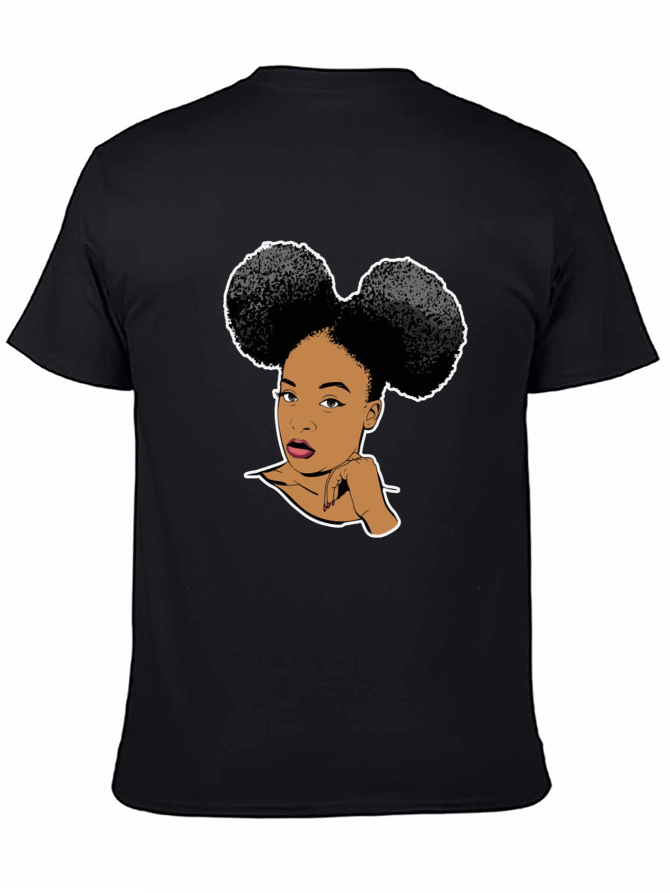 Graphic T-Shirt: Afro Puffs Woman Black Tee
