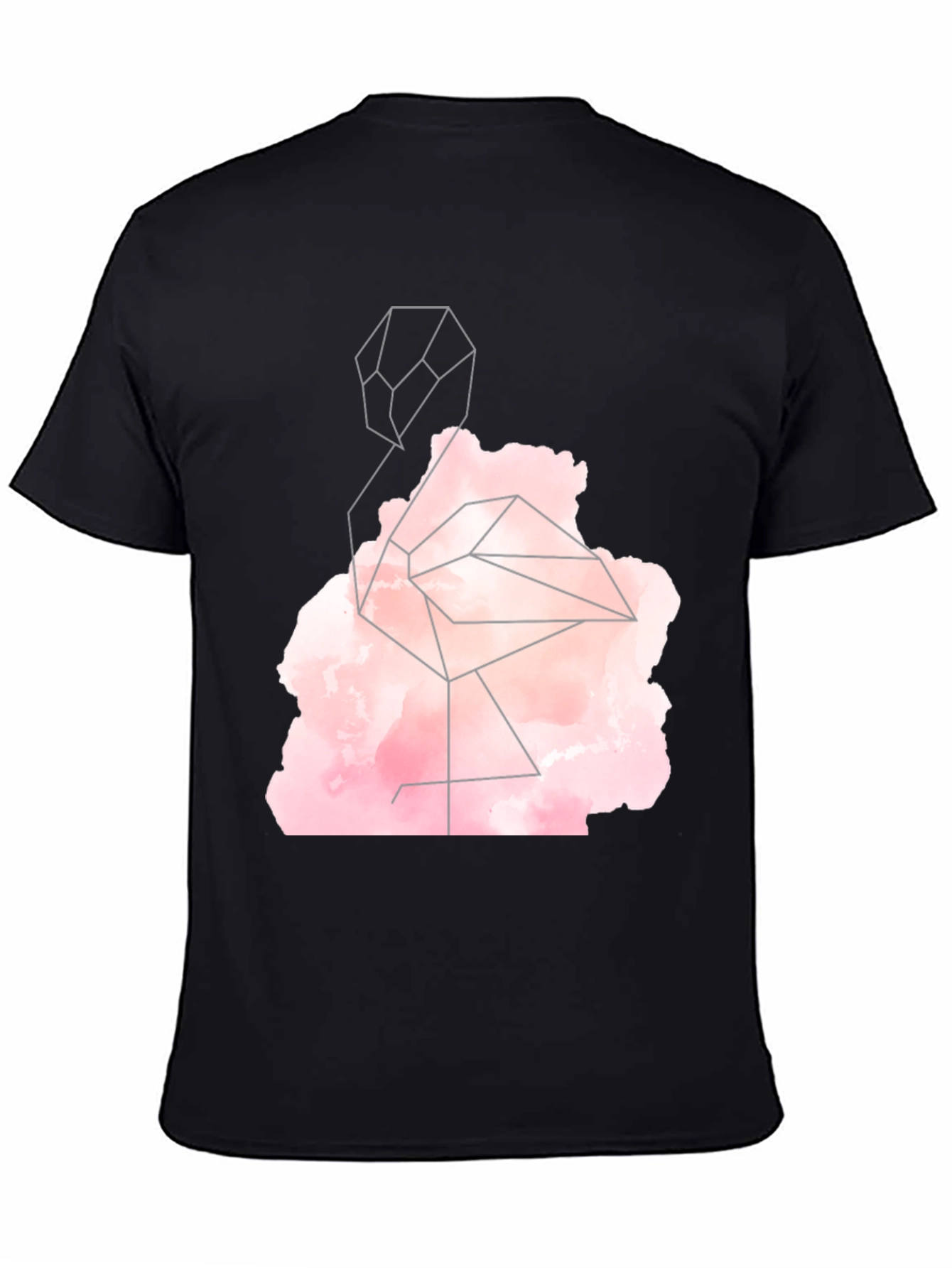 Geometric Flamingo Graphic Tee - Black
