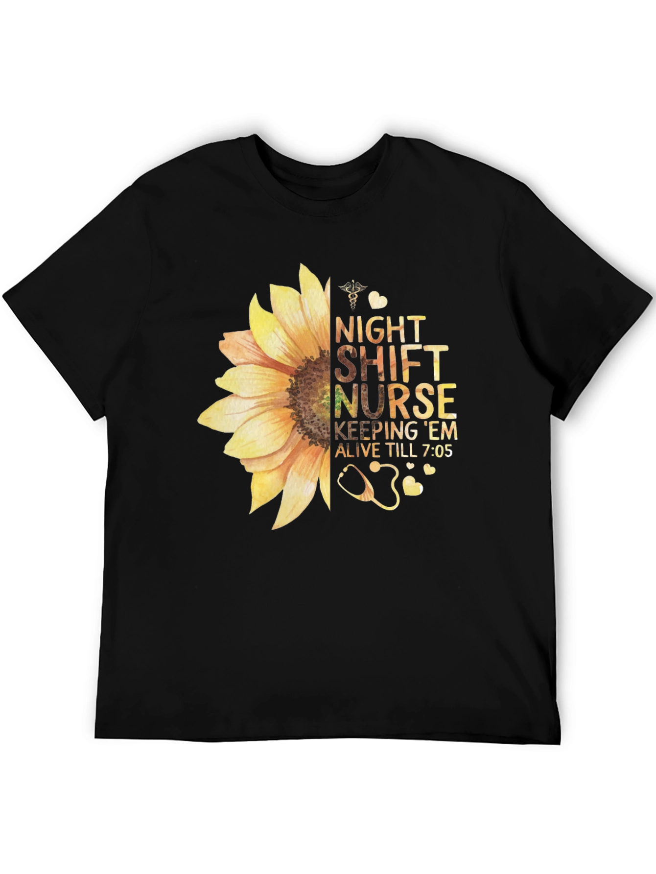 Night Shift Nurse Sunflower Graphic T-Shirt