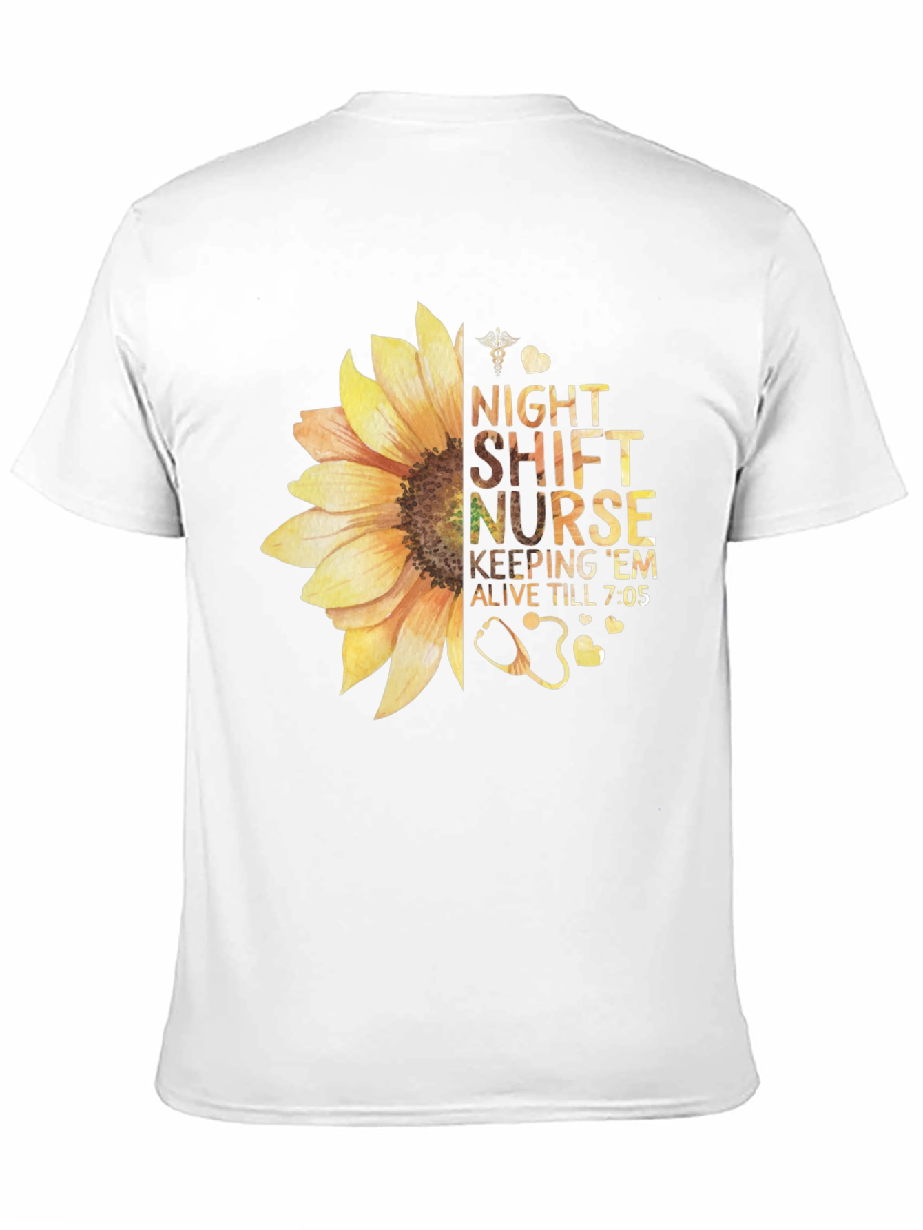 Night Shift Nurse Sunflower Graphic T-Shirt