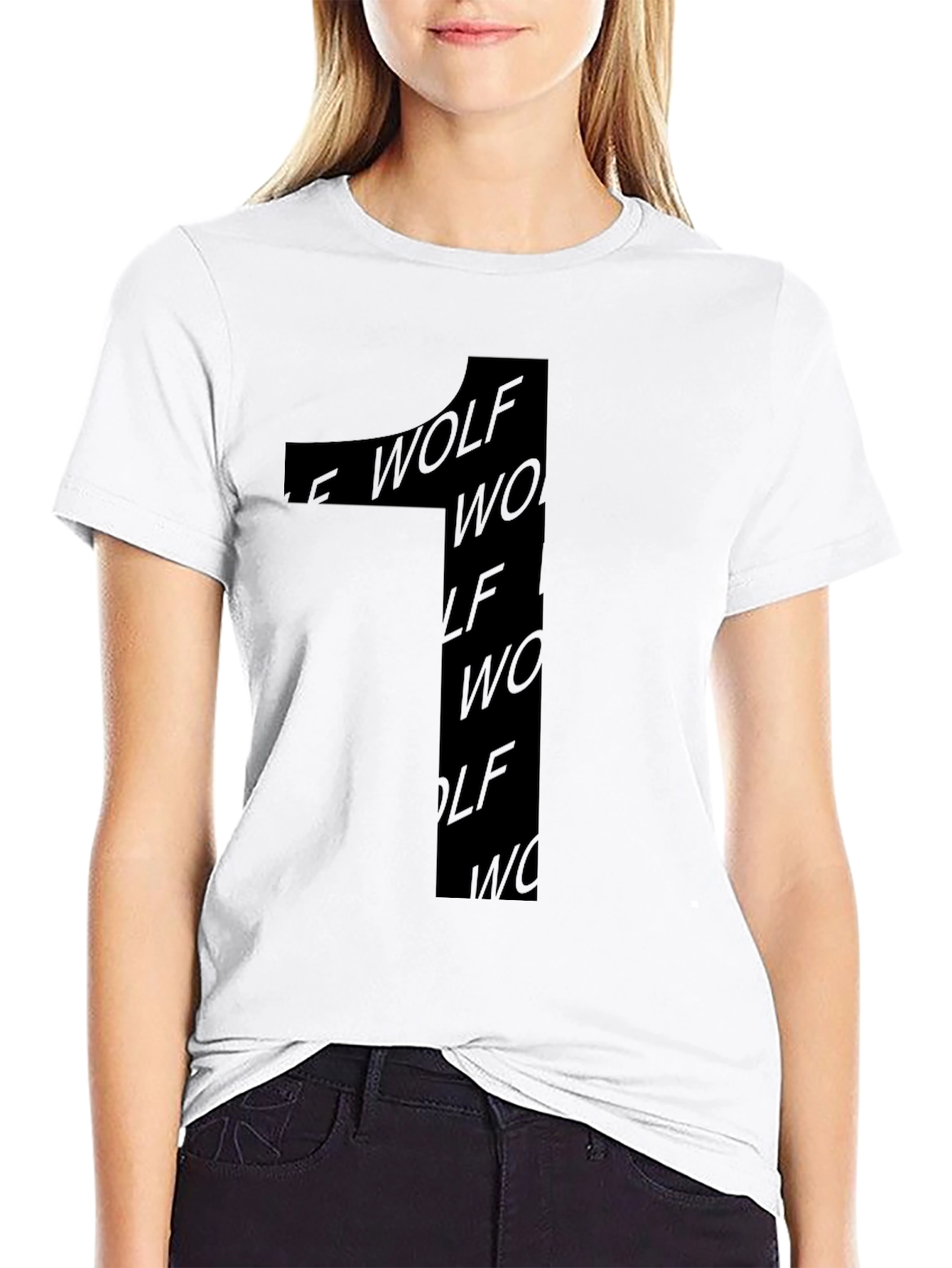 Black T-Shirt with Wolf Design - Stylish Casual Wear