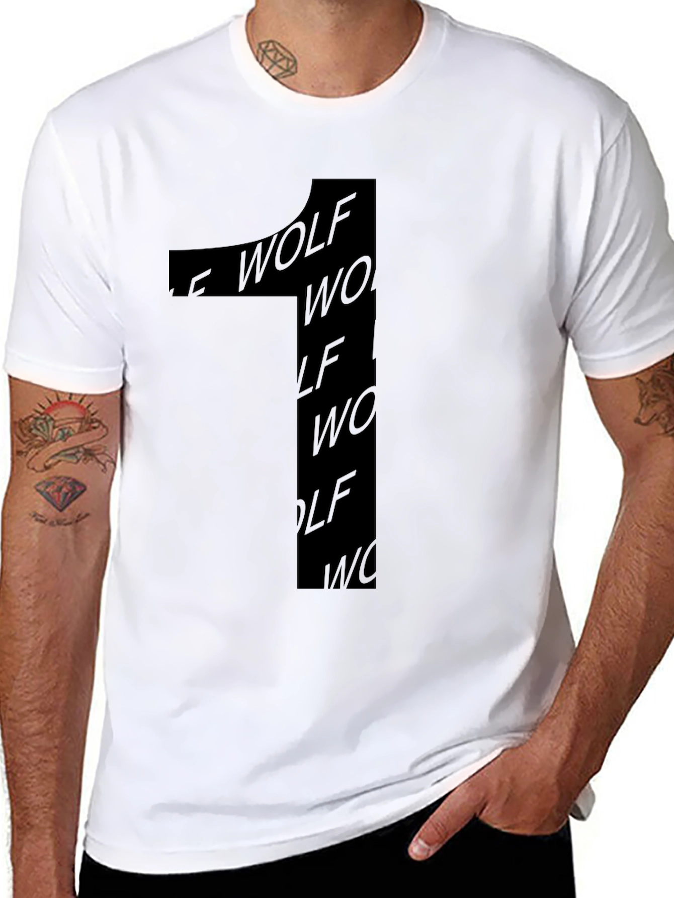 Black T-Shirt with Wolf Design - Stylish Casual Wear