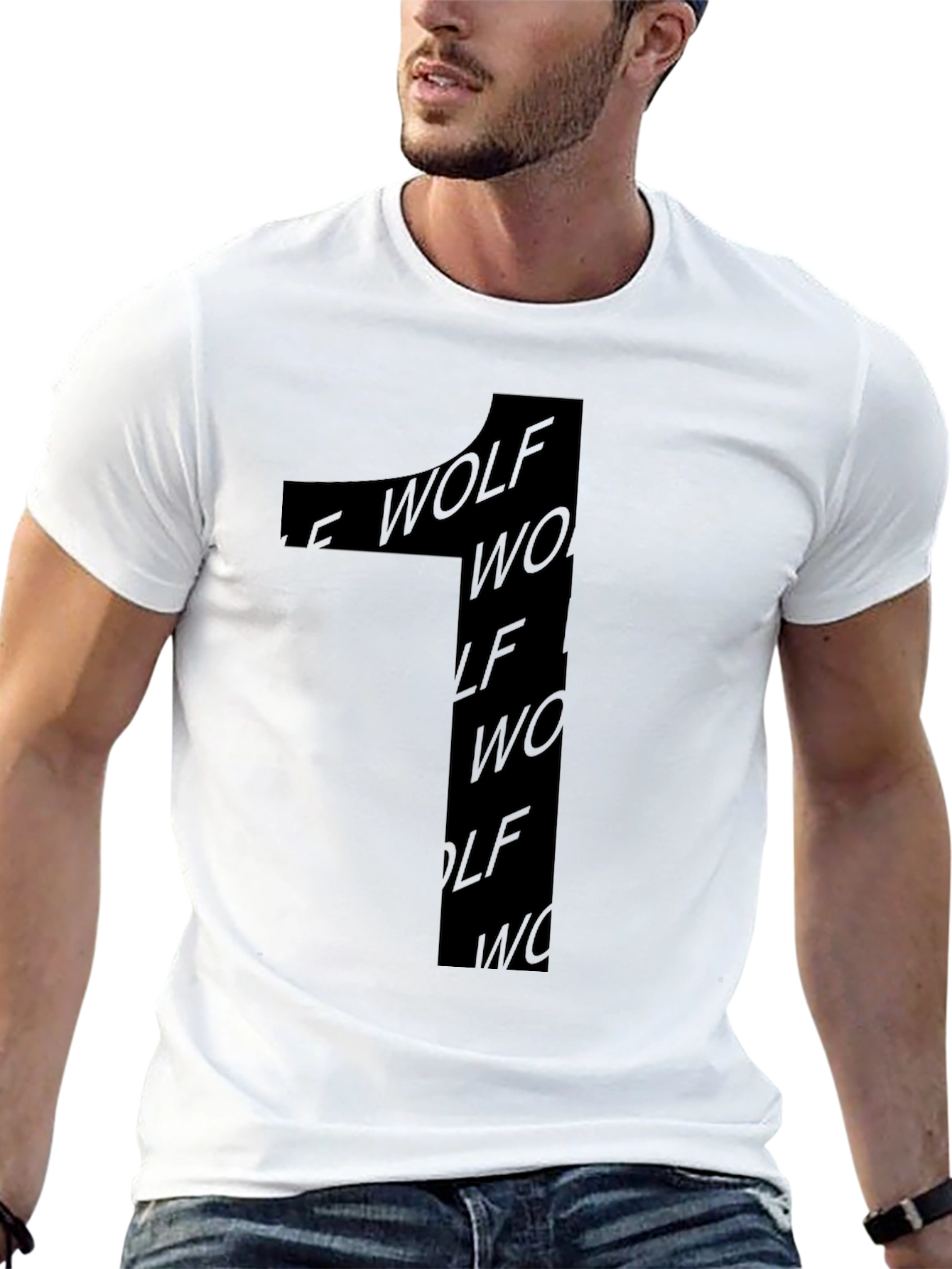 Black T-Shirt with Wolf Design - Stylish Casual Wear