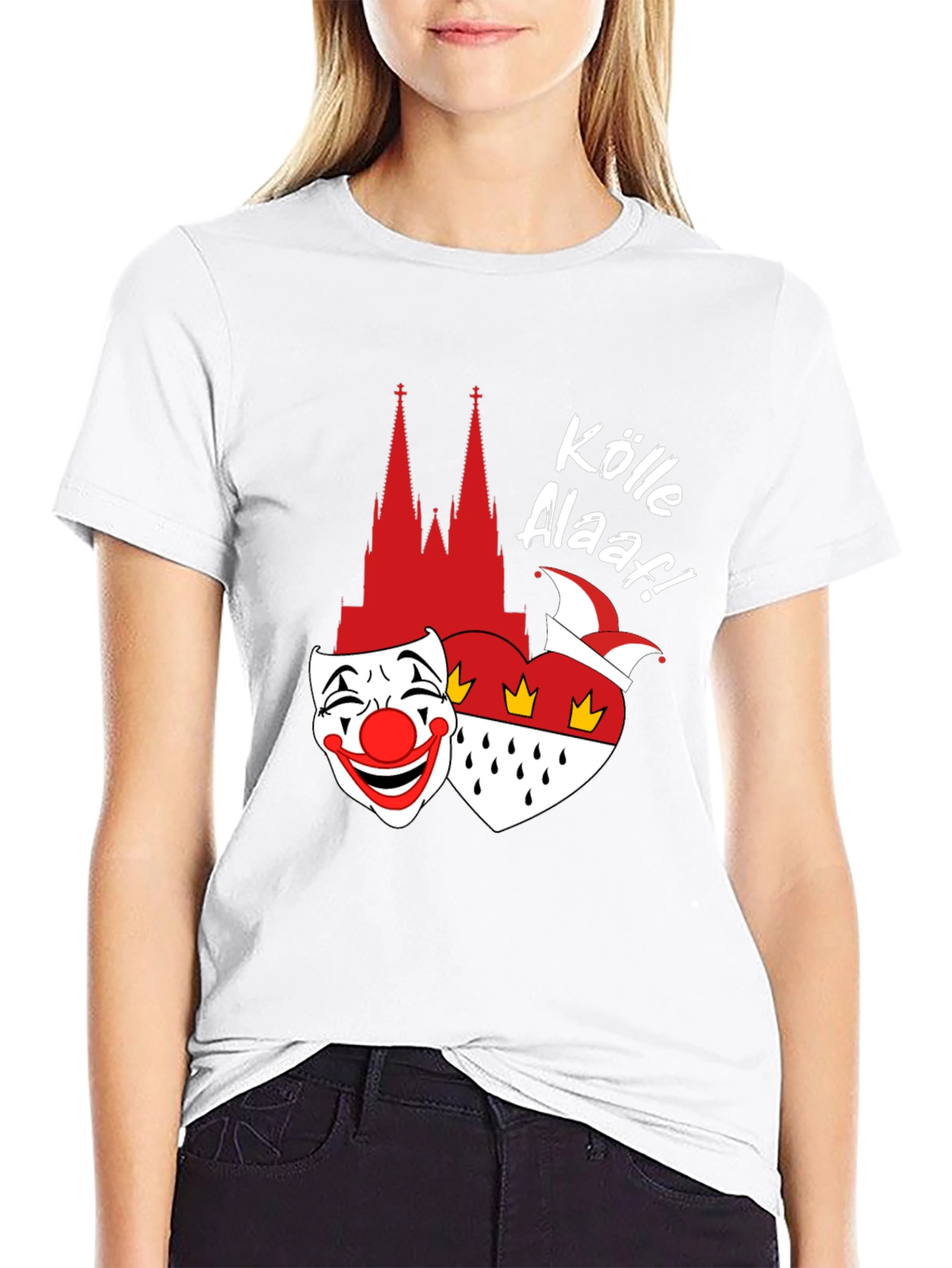 Köln Carnival T-Shirt - Clown Mask Cologne Cathedral