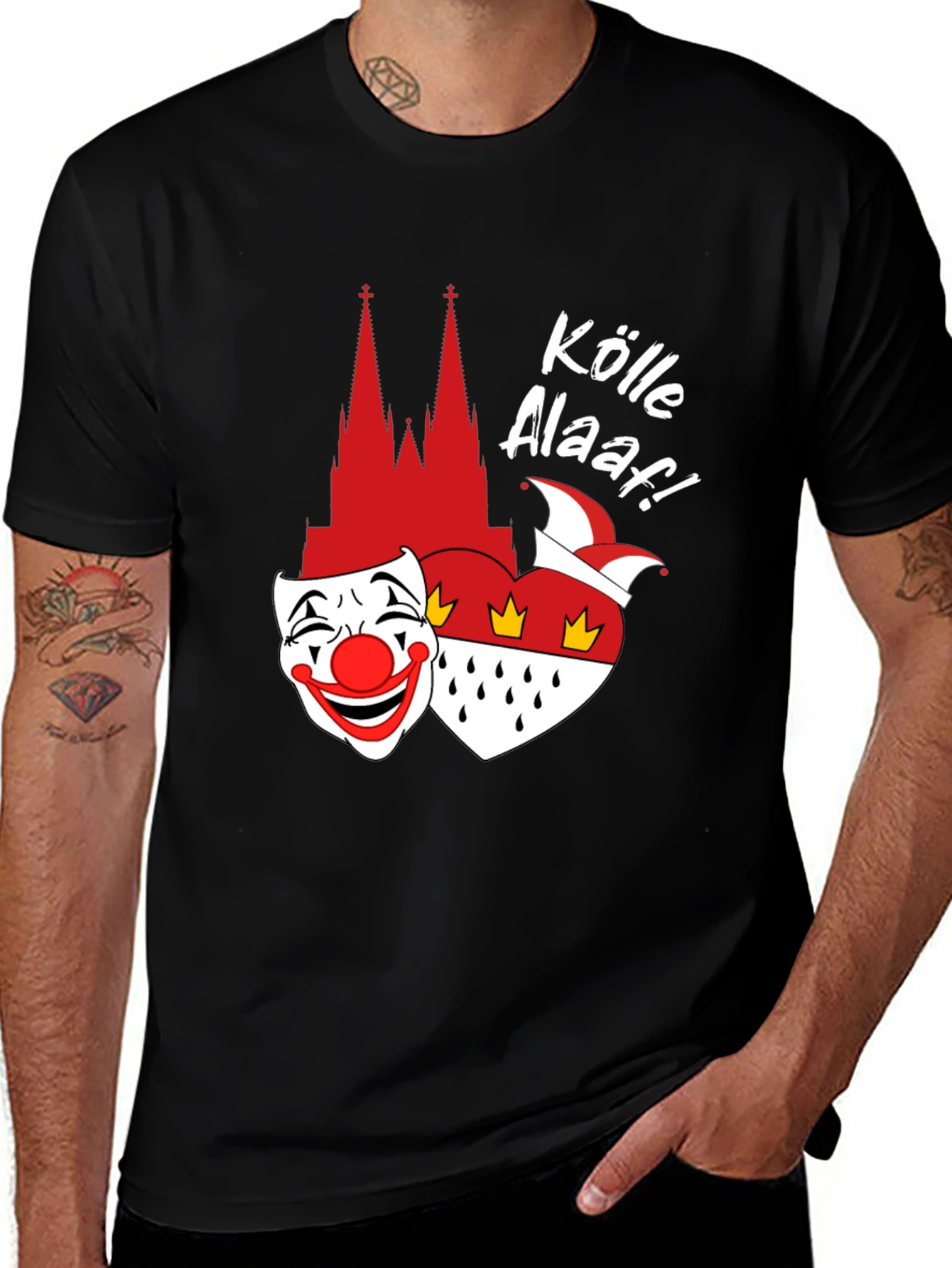 Köln Carnival T-Shirt - Clown Mask Cologne Cathedral