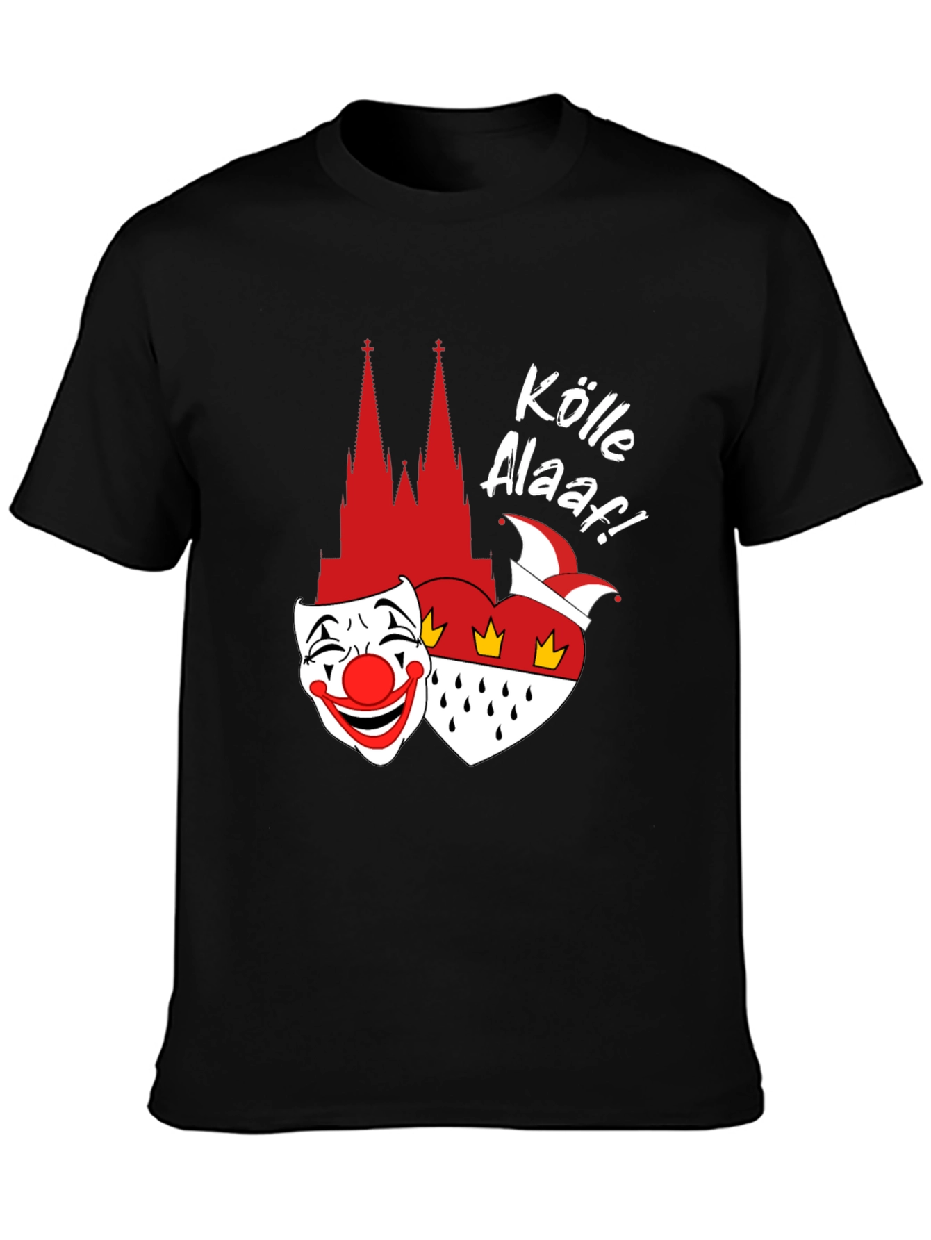 Köln Carnival T-Shirt - Clown Mask Cologne Cathedral