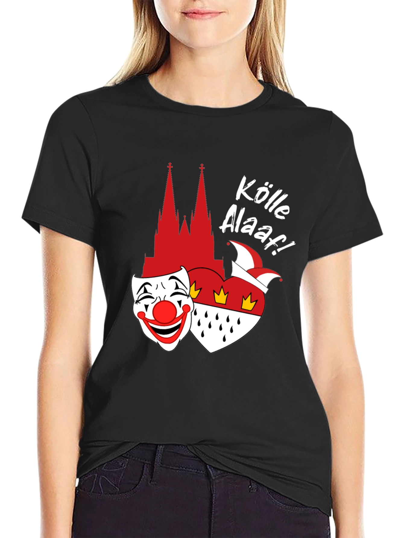 Köln Carnival T-Shirt - Clown Mask Cologne Cathedral