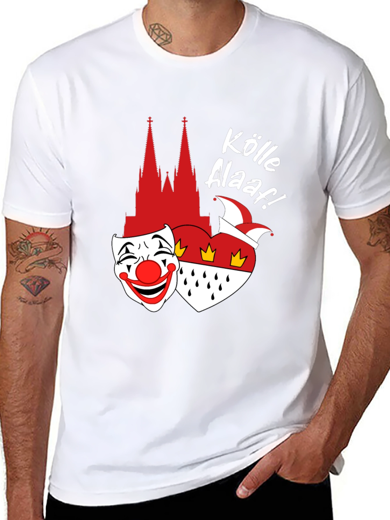 Köln Carnival T-Shirt - Clown Mask Cologne Cathedral
