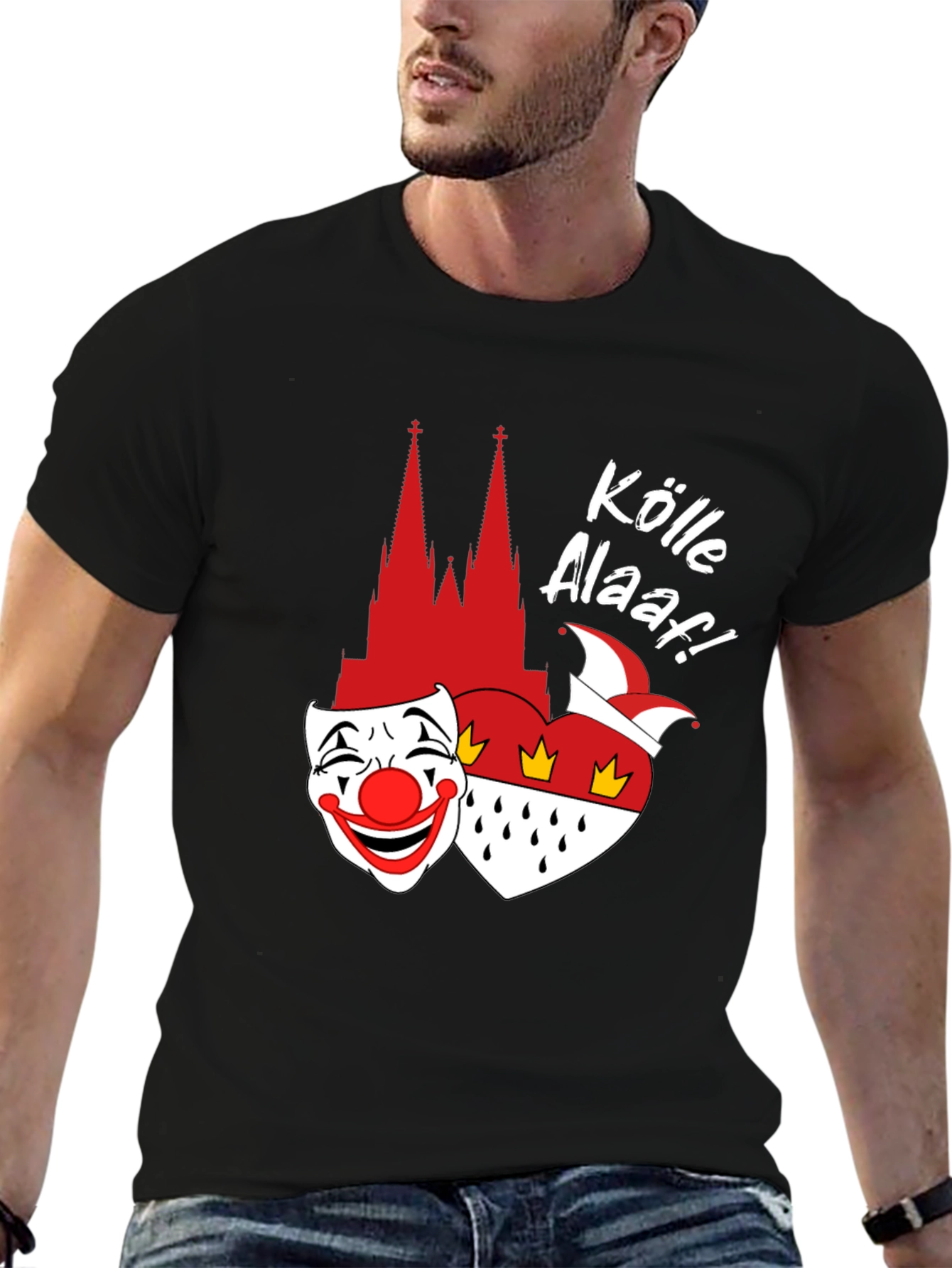Köln Carnival T-Shirt - Clown Mask Cologne Cathedral