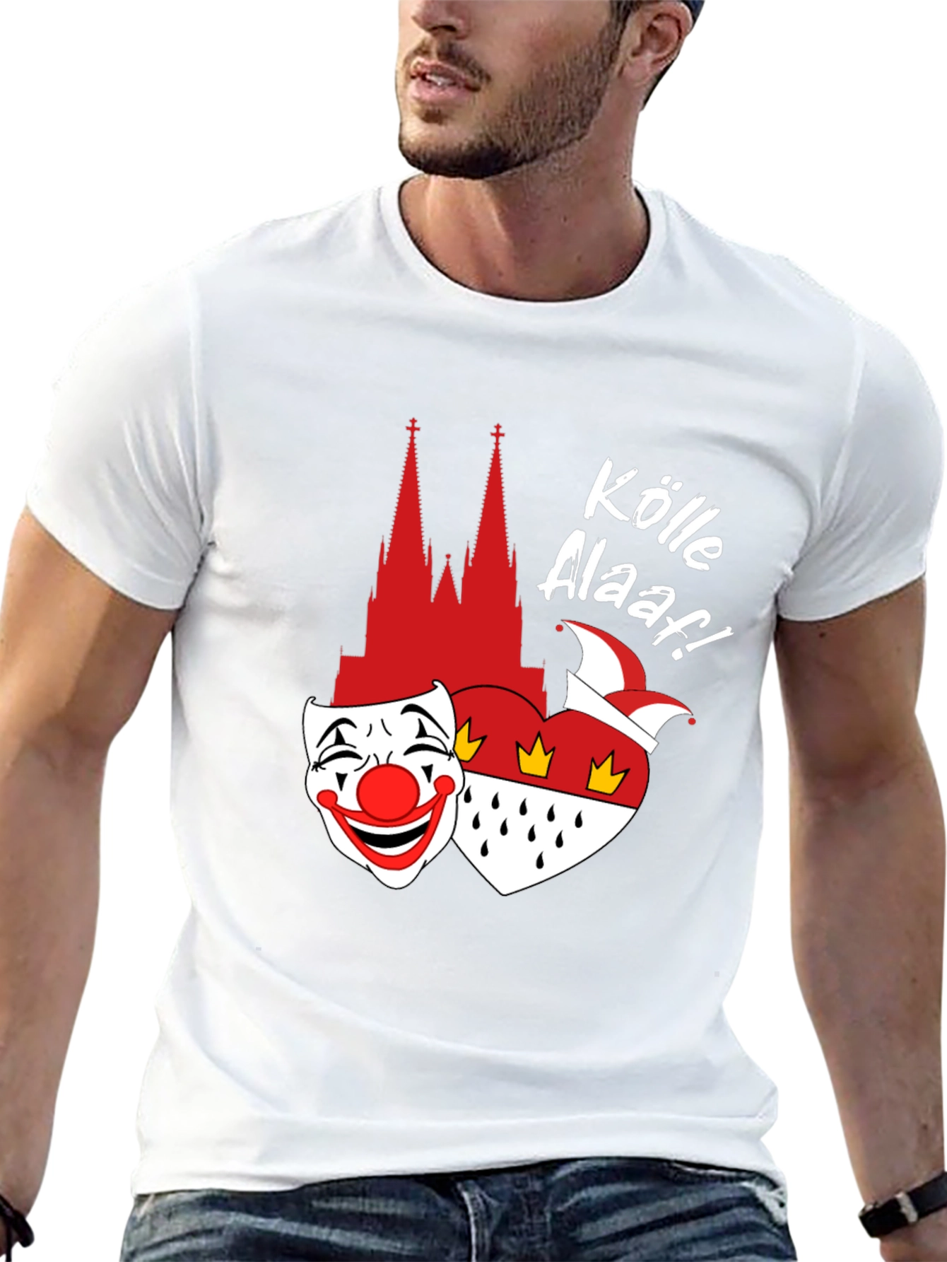 Köln Carnival T-Shirt - Clown Mask Cologne Cathedral