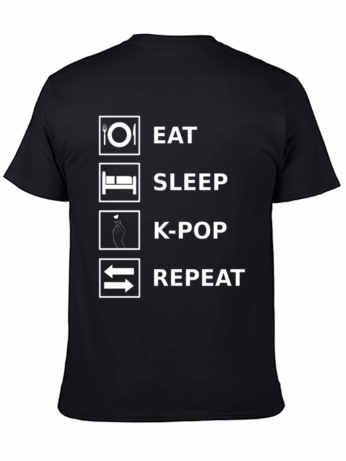 Eat Sleep K-Pop Repeat Black T-Shirt