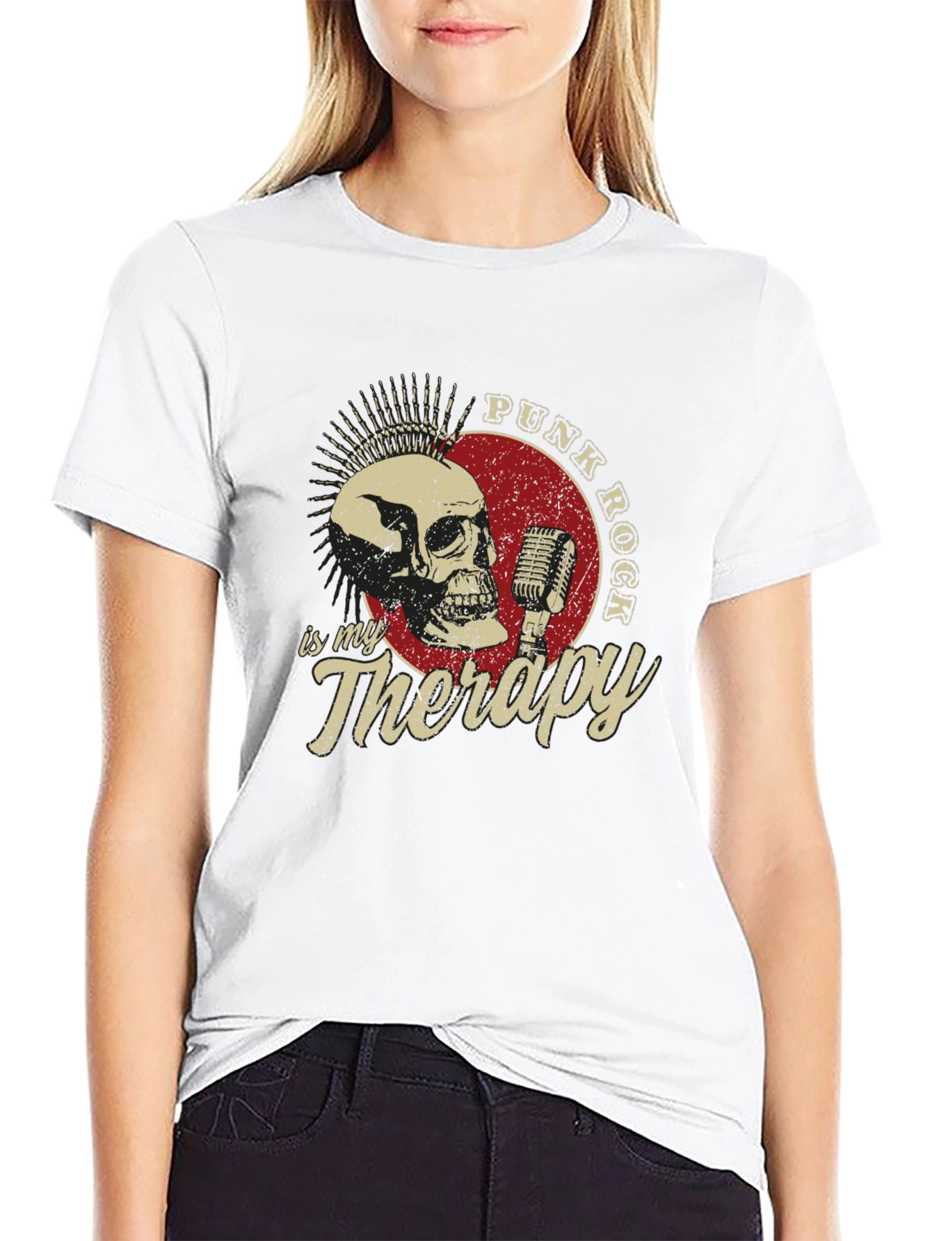Punk Rock Therapy T-Shirt - Skull & Microphone Design