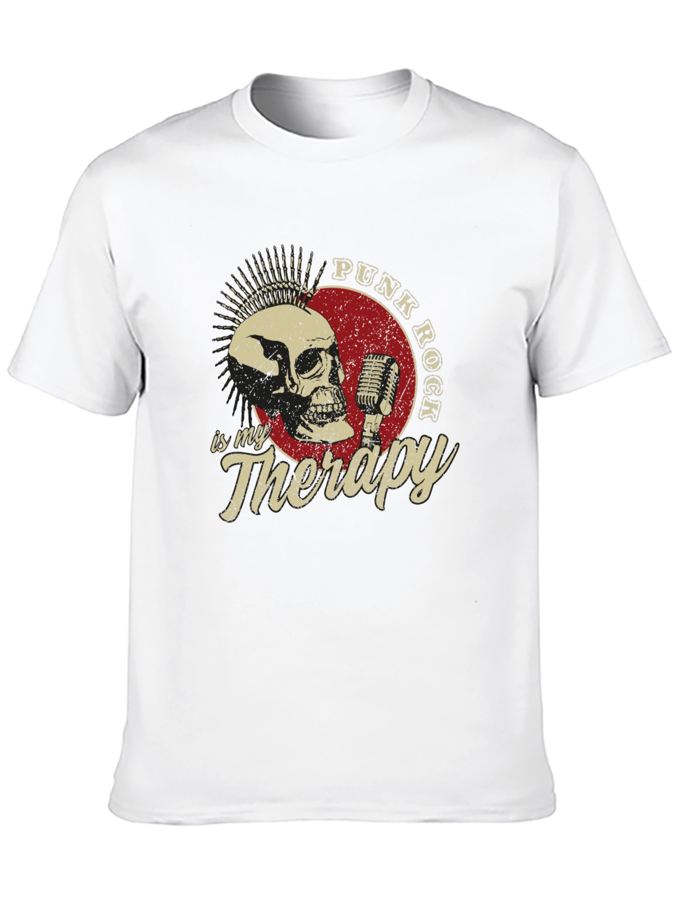 Punk Rock Therapy T-Shirt - Skull & Microphone Design