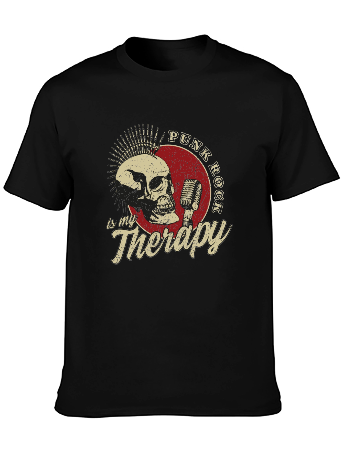 Punk Rock Therapy T-Shirt - Skull & Microphone Design