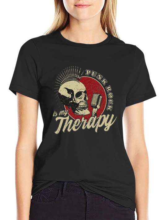 Punk Rock Therapy T-Shirt - Skull & Microphone Design