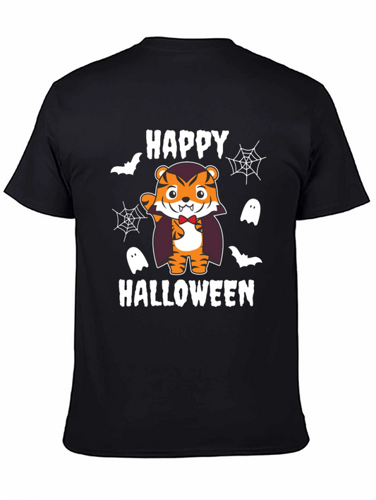 Happy Halloween Tiger Vampire Black T-Shirt