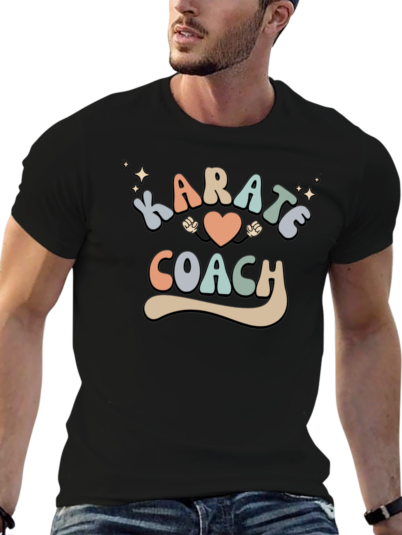 Karate Coach Black Graphic T-Shirt