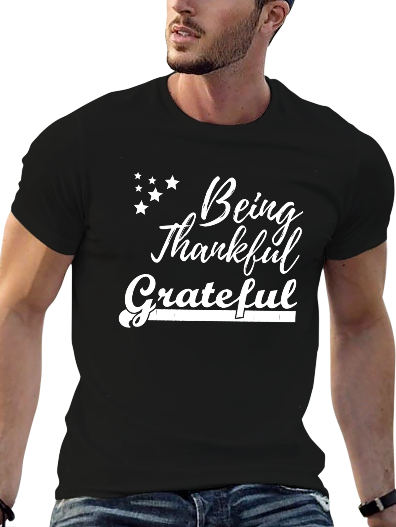 Being Thankful Grateful Black Tee