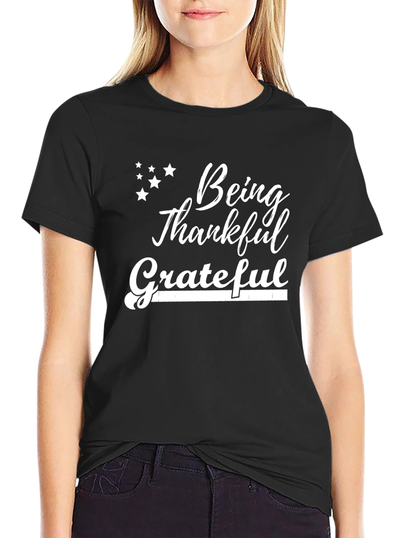 Being Thankful Grateful Black Tee