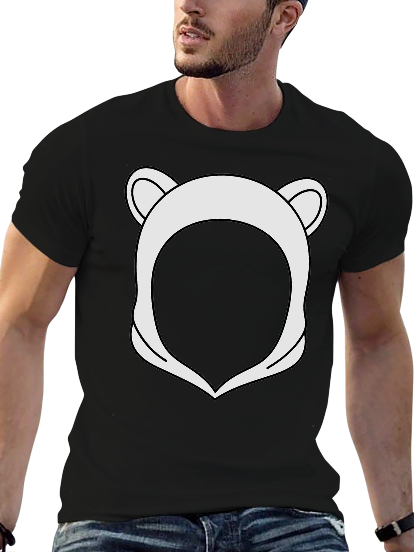Bear Hood T-Shirt - Black Graphic Tee