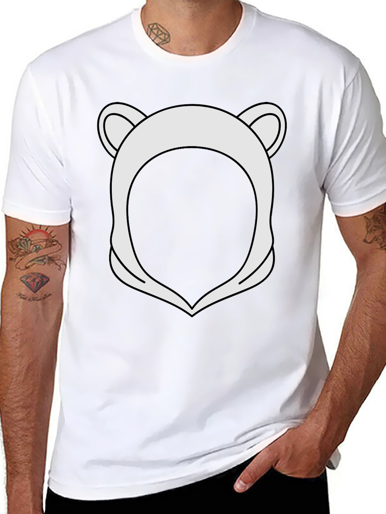 Bear Hood T-Shirt - Black Graphic Tee