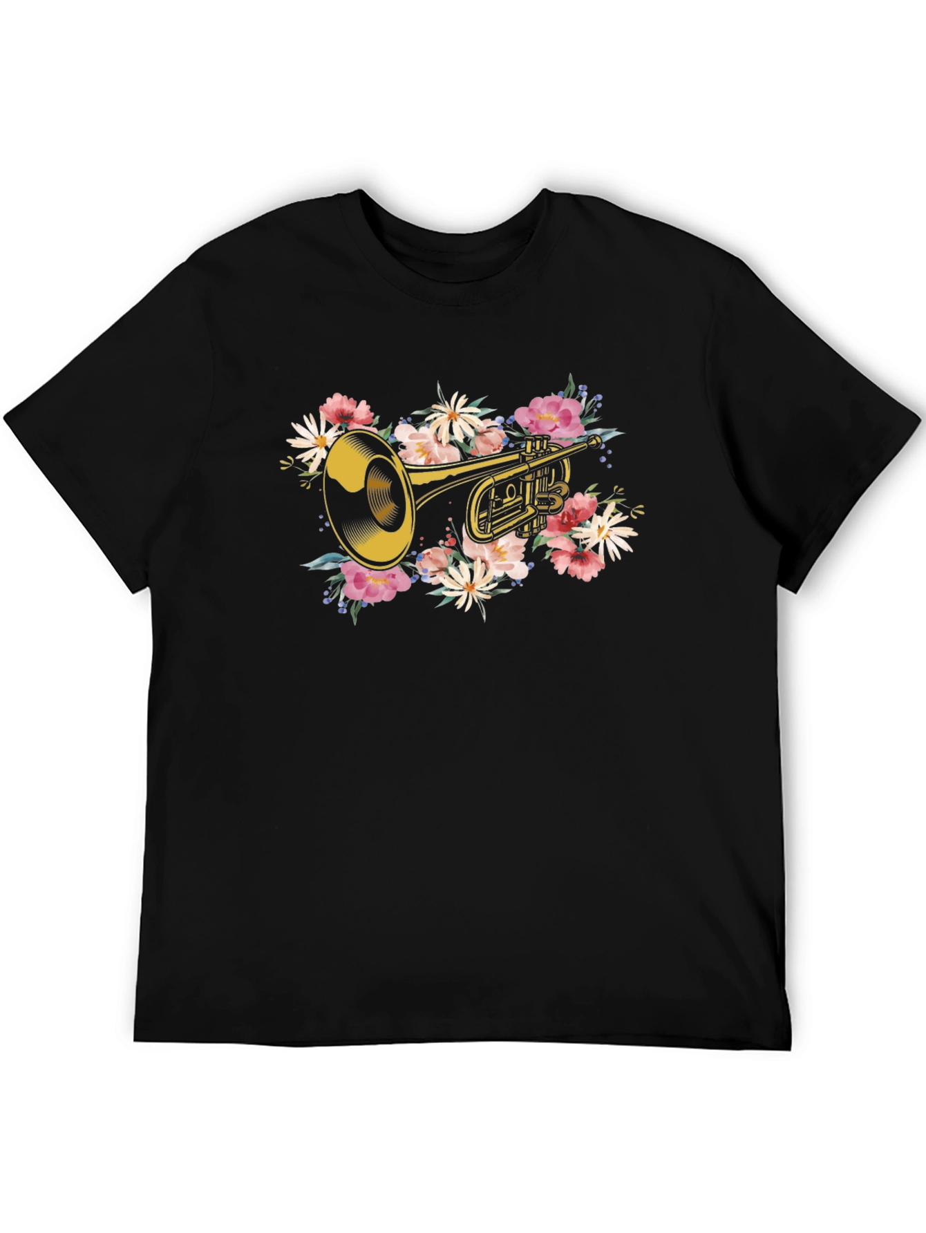 Floral Trumpet Graphic T-Shirt - Music Lover Tee