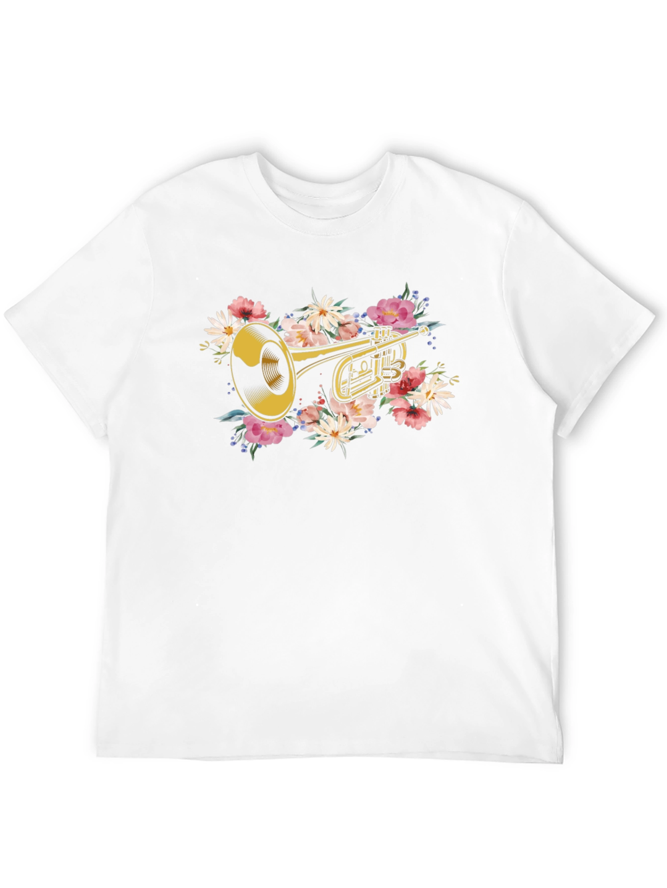 Floral Trumpet Graphic T-Shirt - Music Lover Tee