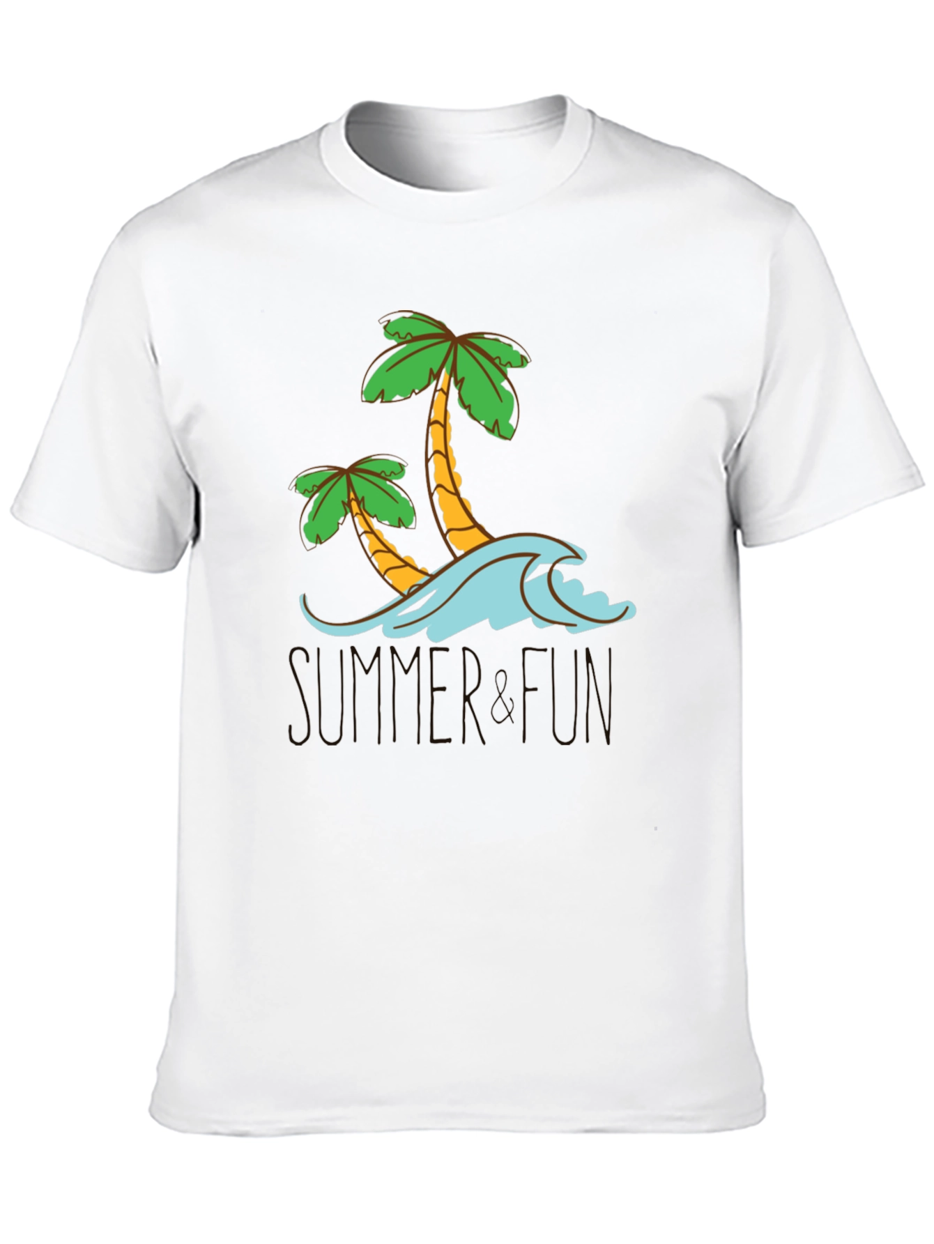 Summer Fun Palm Tree Graphic Tee - Black Cotton