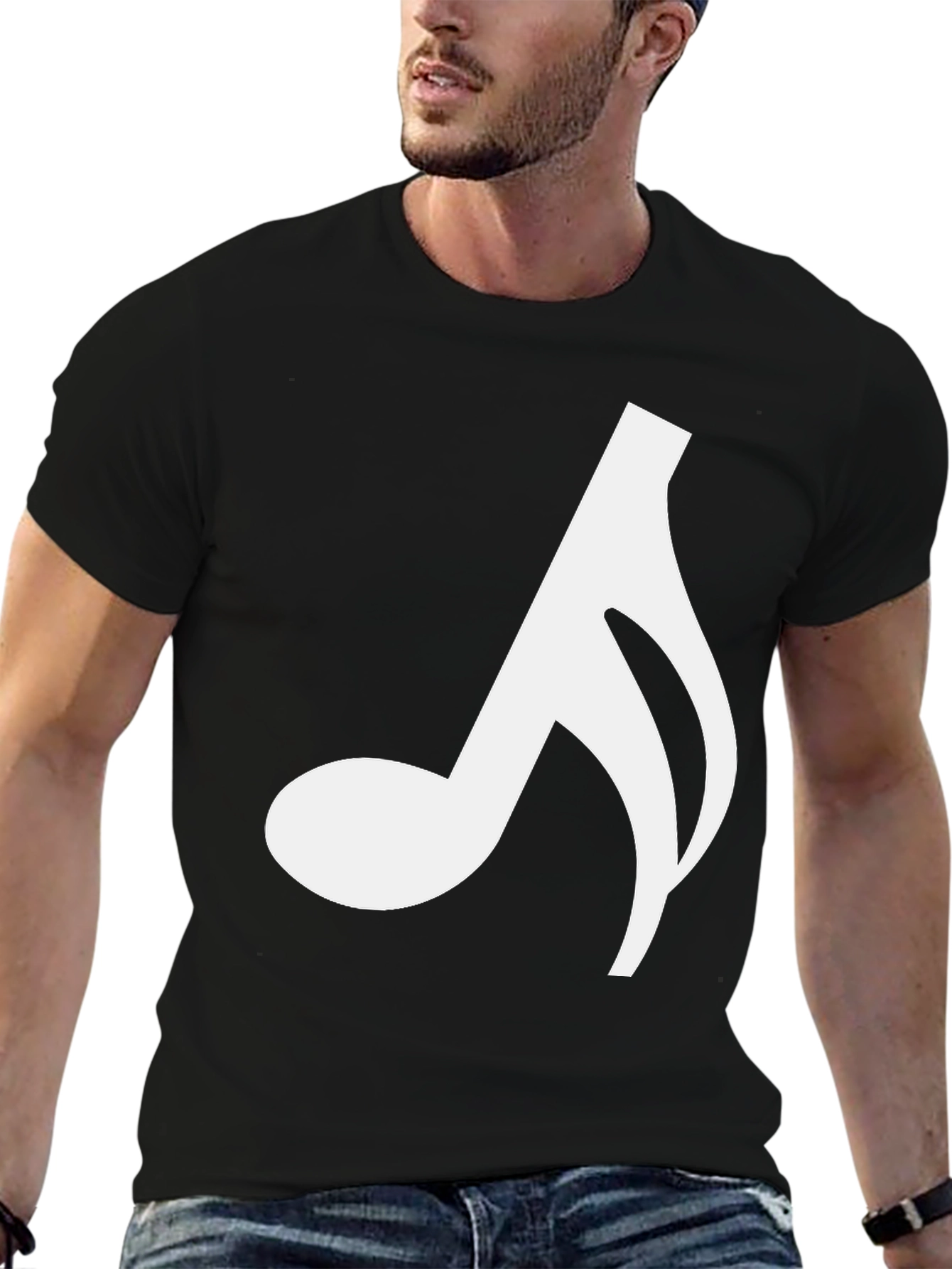 Music Note Graphic Tee - Stylish Black T-Shirt