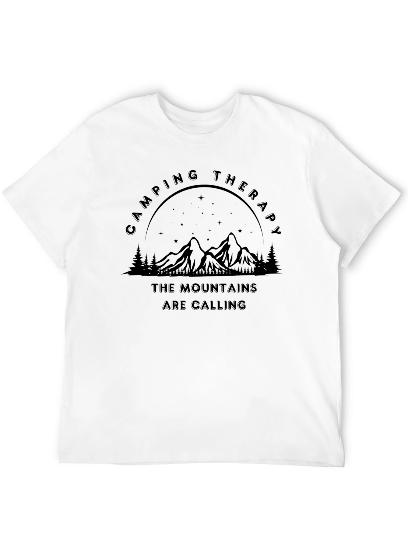 Camping Therapy Mountain Graphic Black T-Shirt