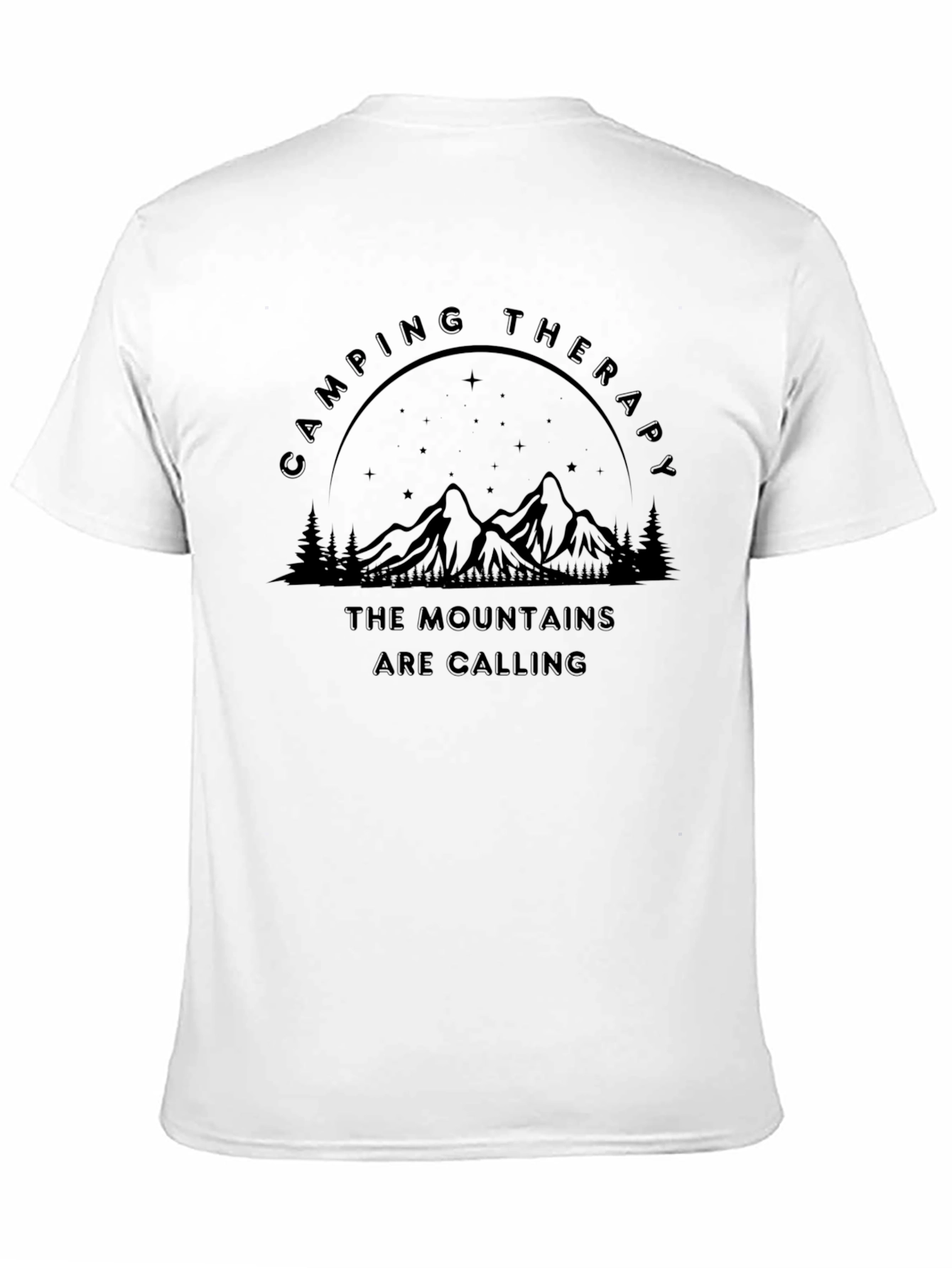 Camping Therapy Mountain Graphic Black T-Shirt