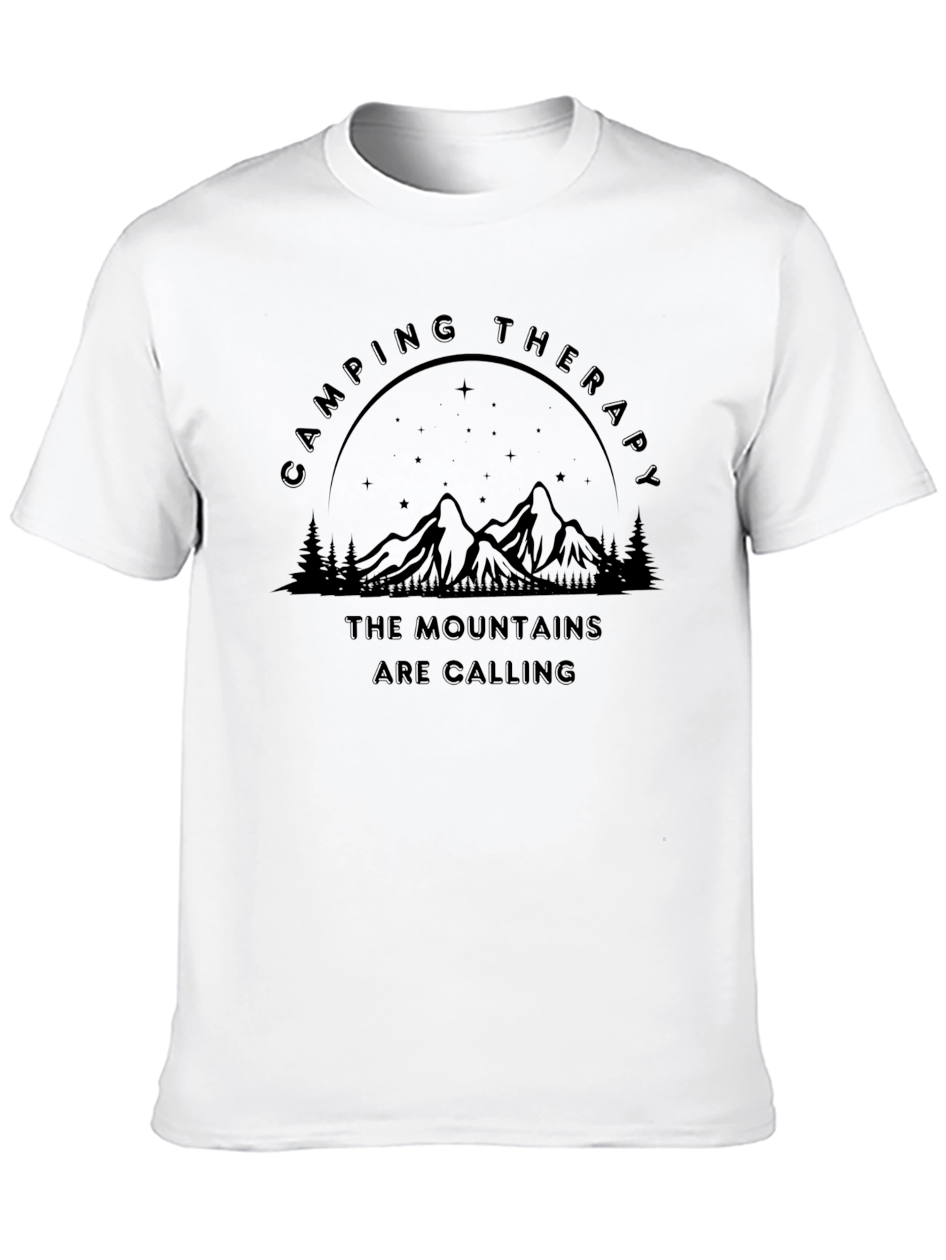 Camping Therapy Mountain Graphic Black T-Shirt
