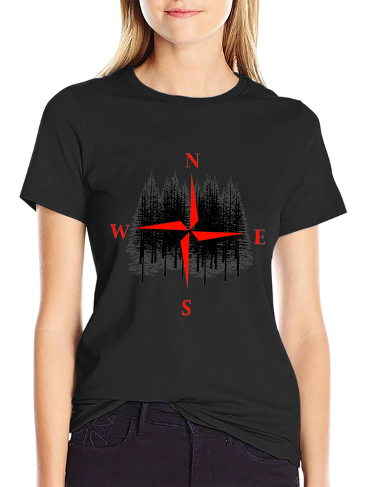Compass Forest Graphic Tee - Outdoor Adventure Shirt