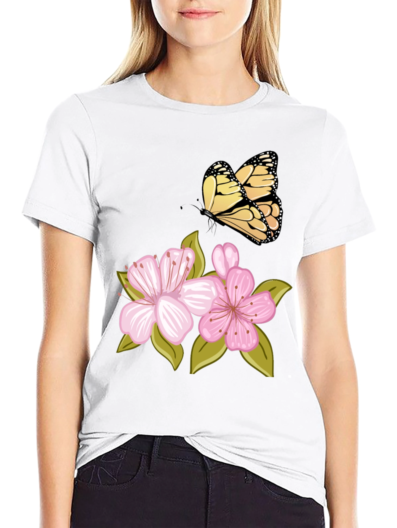 Butterfly & Cherry Blossom Graphic Tee