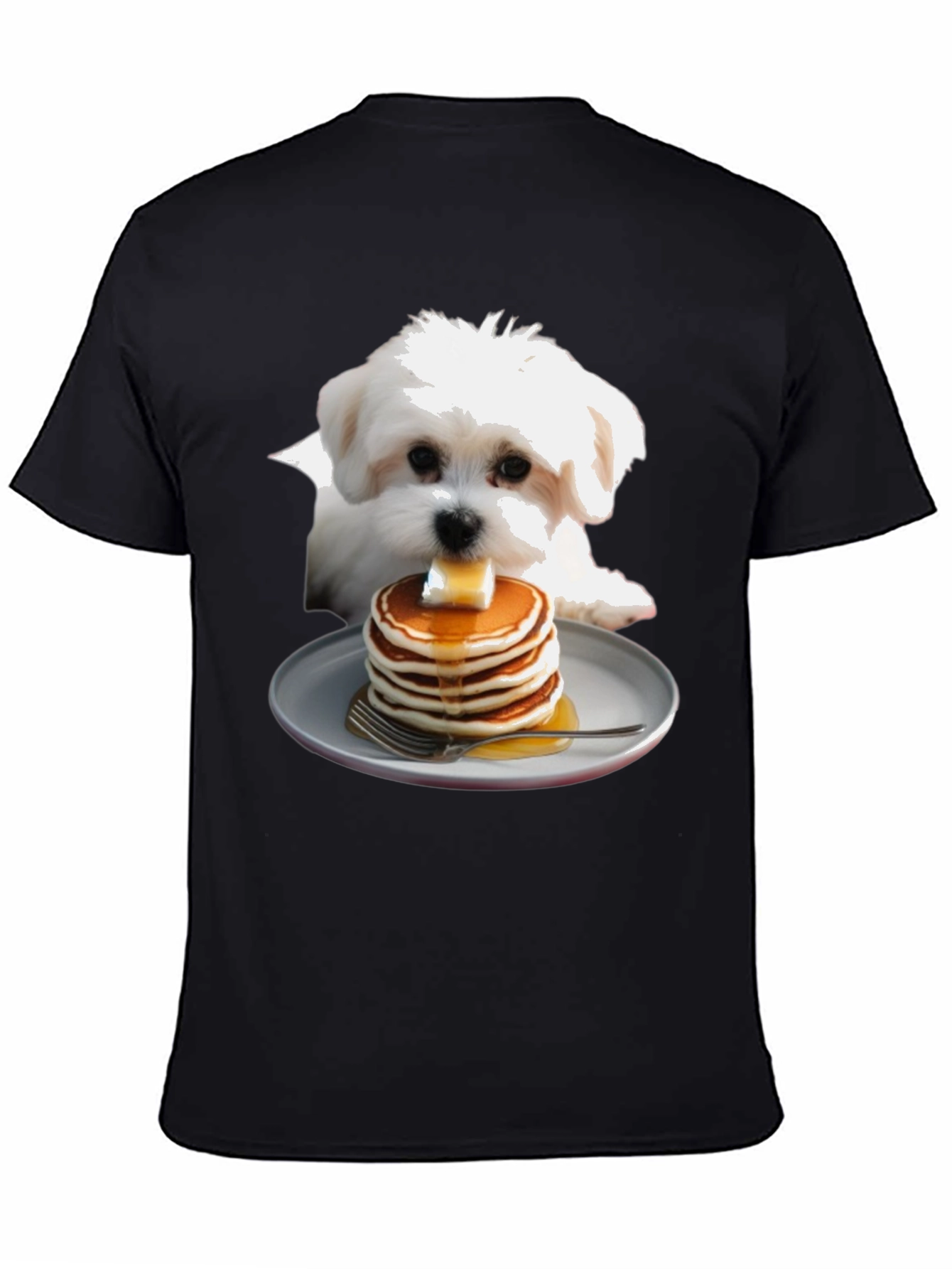 Dog with Pancakes T-Shirt - Cute Foodie Pet Tee