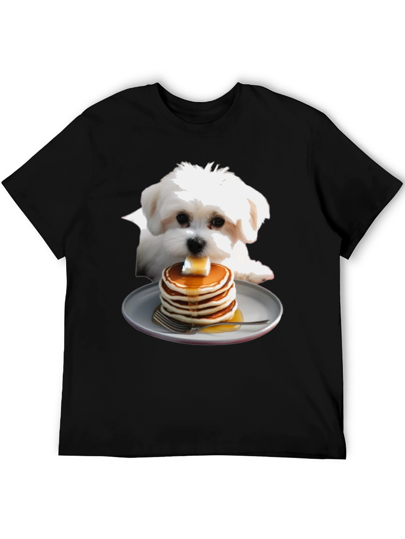 Dog with Pancakes T-Shirt - Cute Foodie Pet Tee