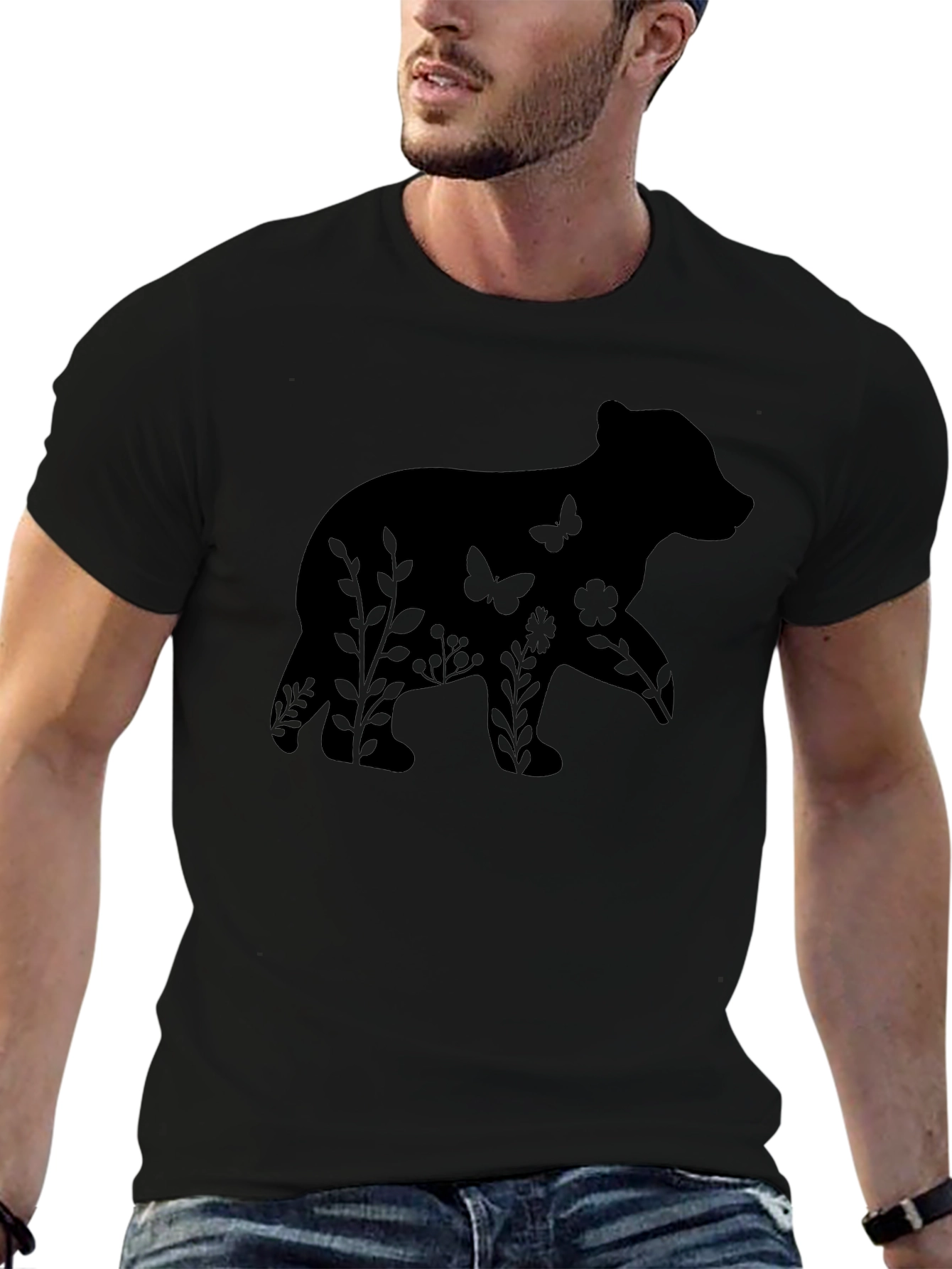 Bear Silhouette Graphic Tee - Nature Lovers Shirt