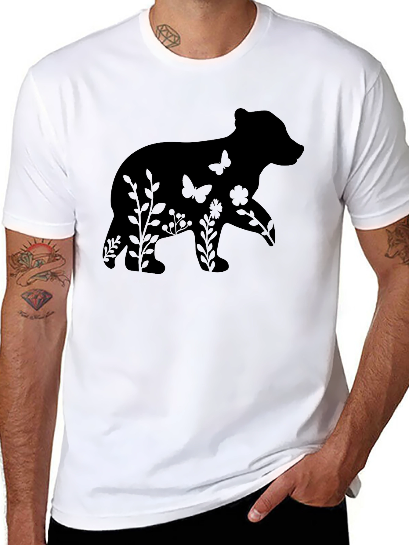 Bear Silhouette Graphic Tee - Nature Lovers Shirt
