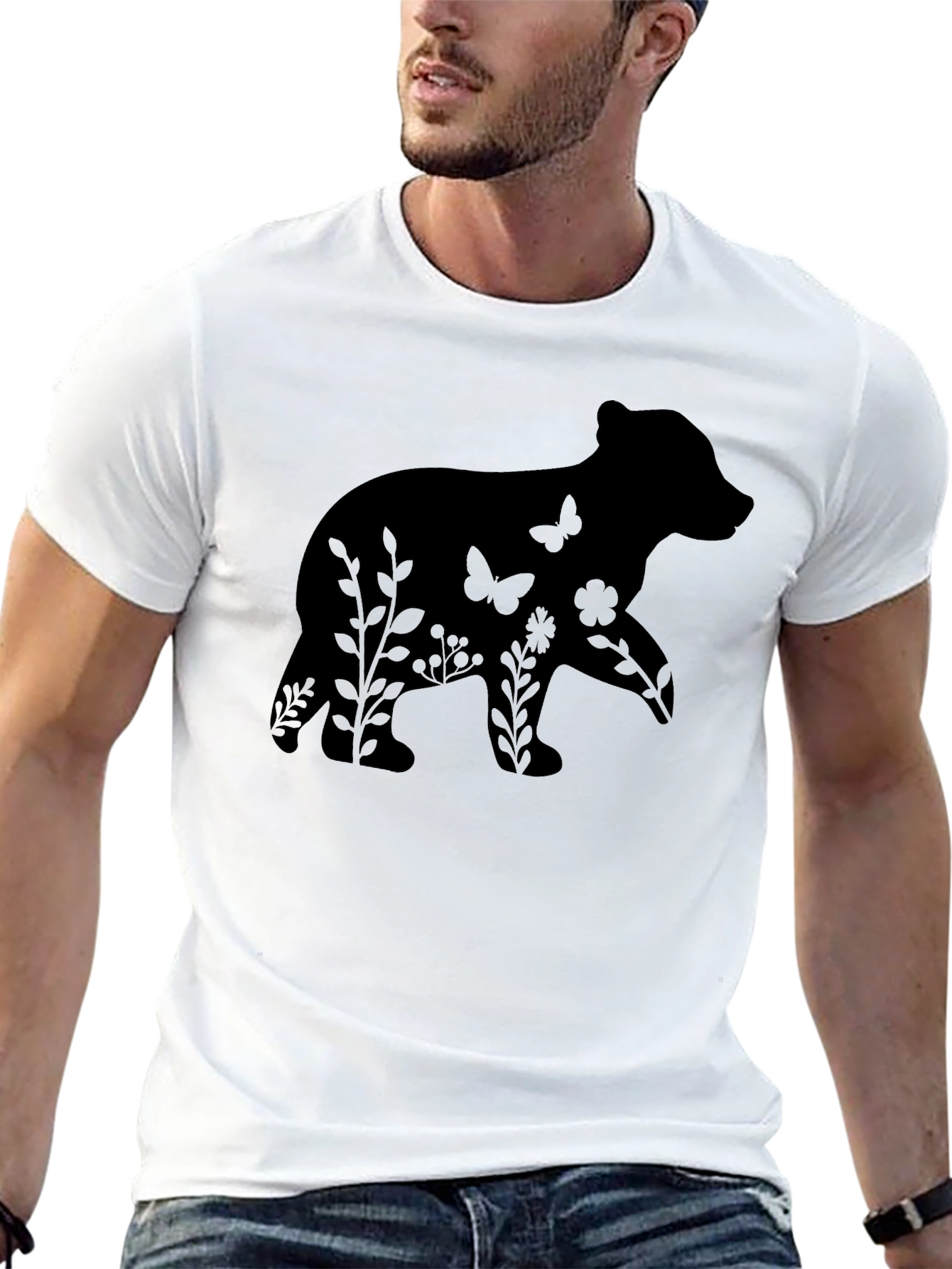 Bear Silhouette Graphic Tee - Nature Lovers Shirt