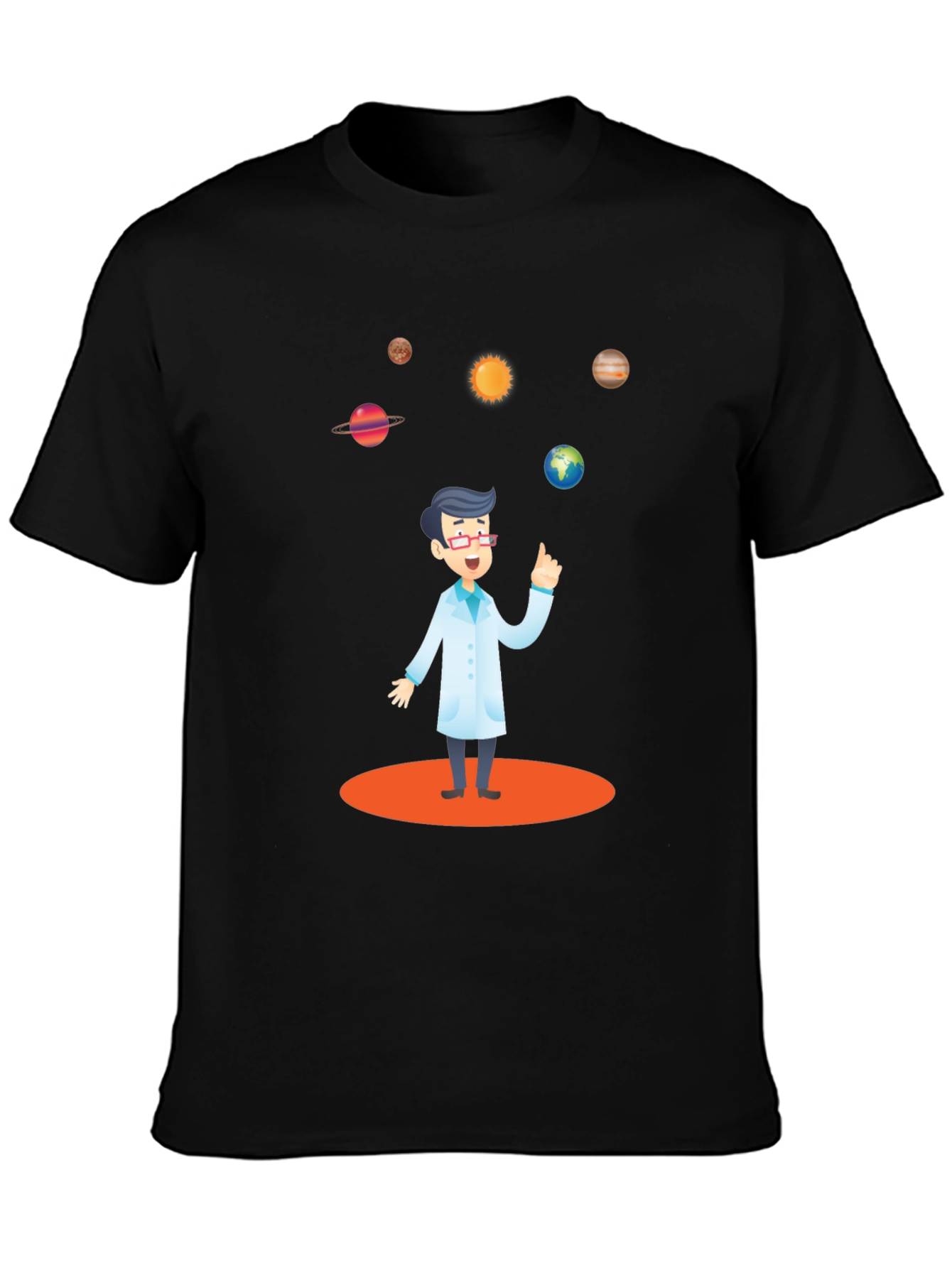 Scientist Solar System Black T-Shirt