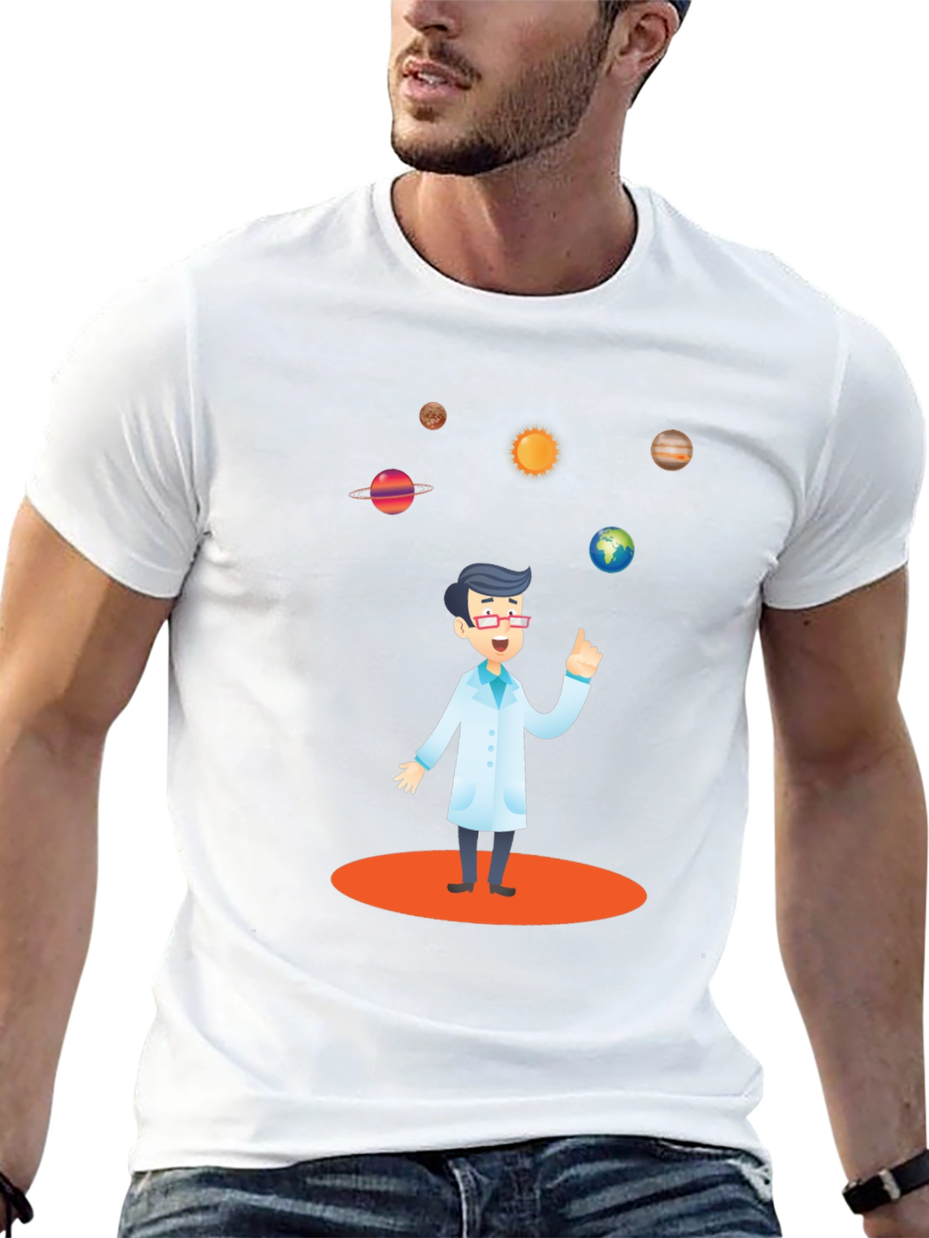 Scientist Solar System Black T-Shirt
