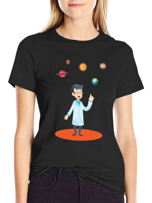 Scientist Solar System Black T-Shirt