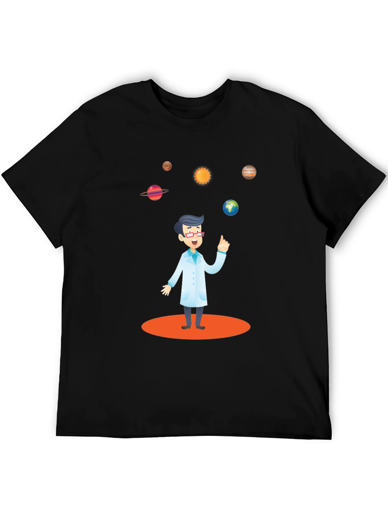 Scientist Solar System Black T-Shirt